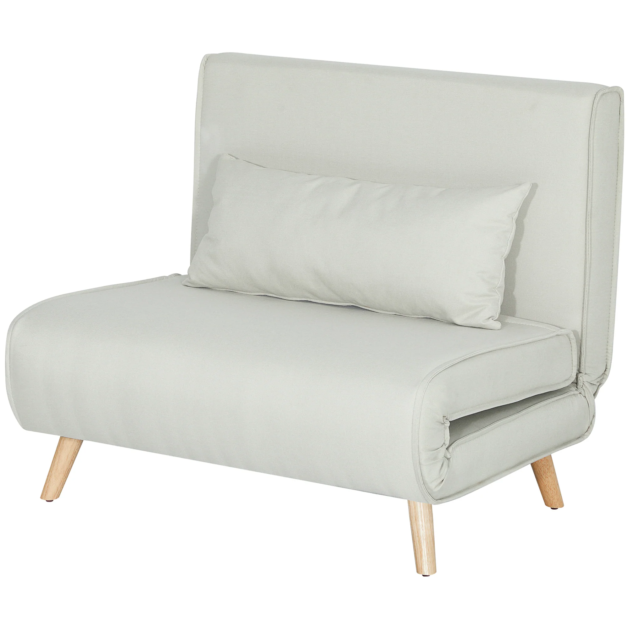 fauteuil convertible 1 place, fauteuil-lit chauffeuse 3 en 1 avec dossier réglable 6 positions, oreiller, siège rembourré, tissu en lin, canapé-lit pour invités, salon, bureau, crème