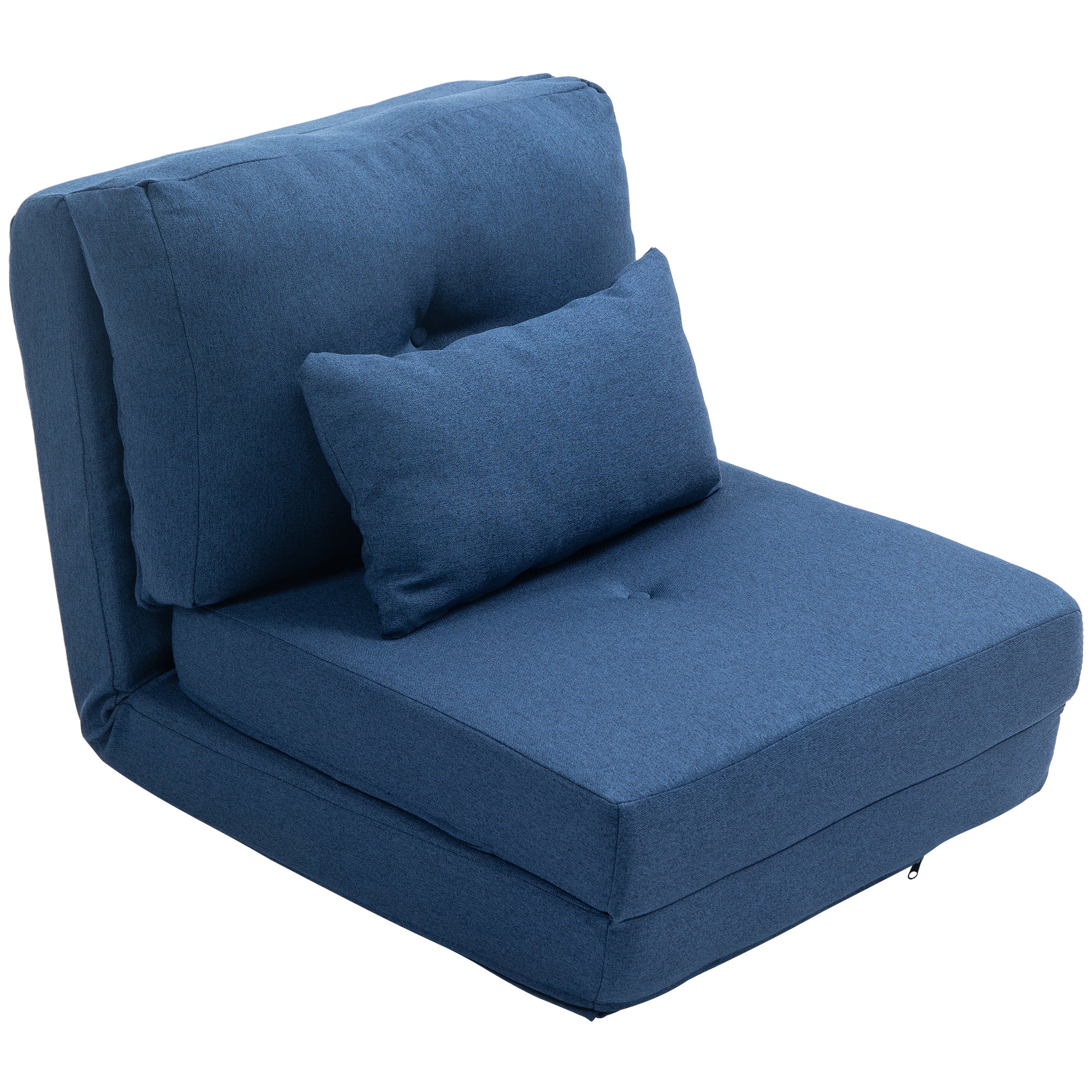 Fauteuil convertible 1 place fauteuil paresseux lit chauffeuse 1 place - coussin inclus, dossier réglable - salon, charge 120 kg, tissu lin bleu foncé - Image 2