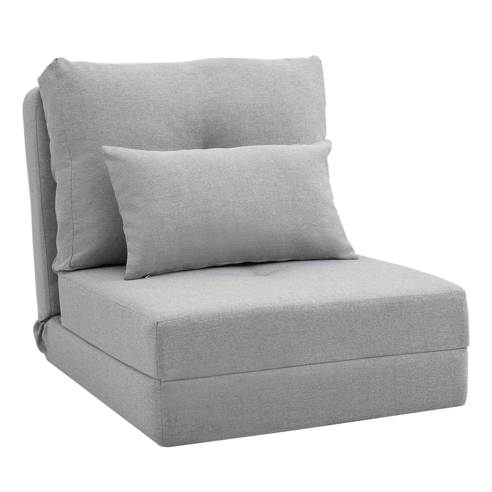Fauteuil convertible 1 place fauteuil paresseux lit chauffeuse 1 place - coussin inclus, dossier réglable - salon, charge 120 kg, tissu lin gris clair - Image 2