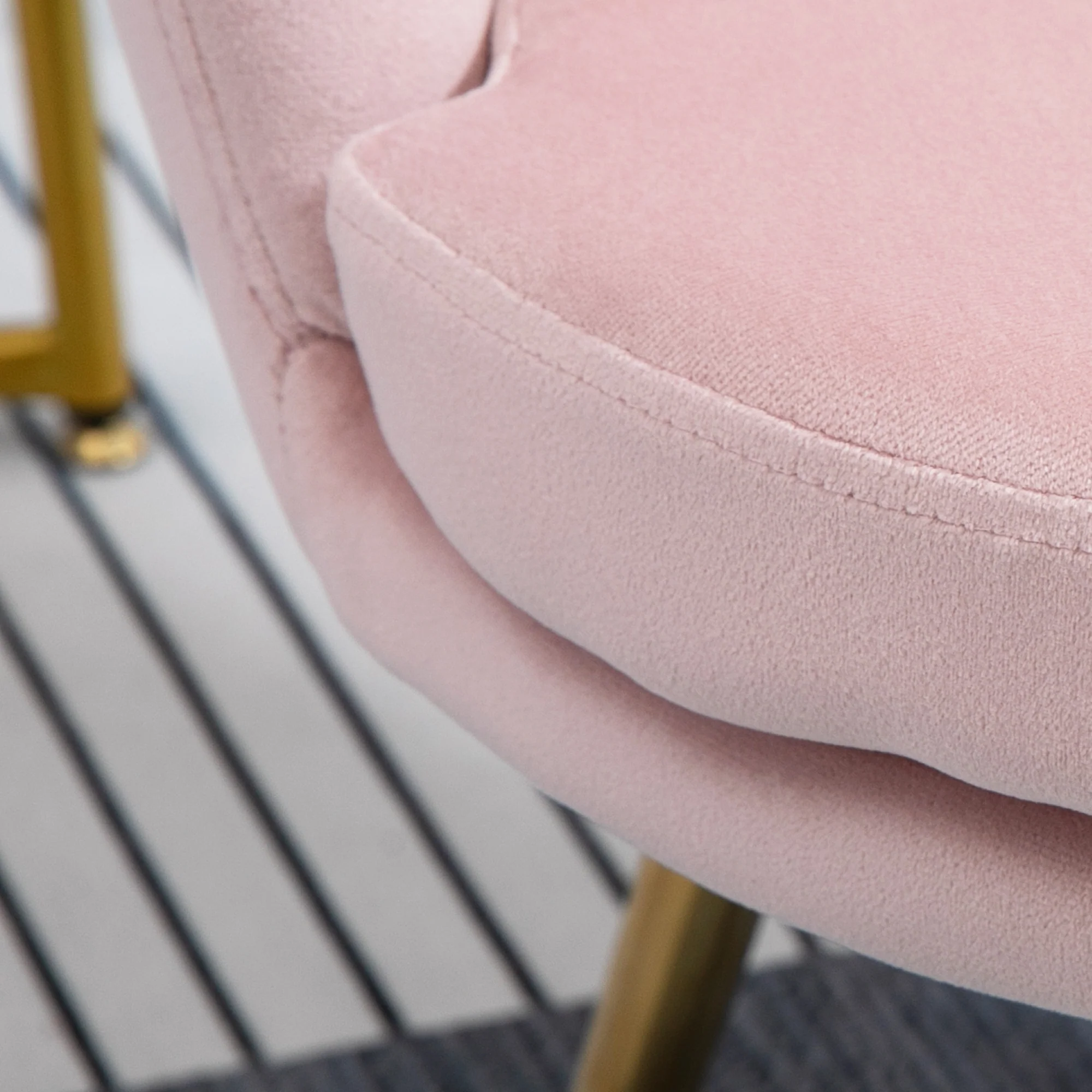Fauteuil coquillage chaise coiffeuse fauteuil en velours fauteuil de salon avec pieds en métal doré pour salon chambre et salle à manger 67l x 64P x 77H cm rose poudré - Image 10