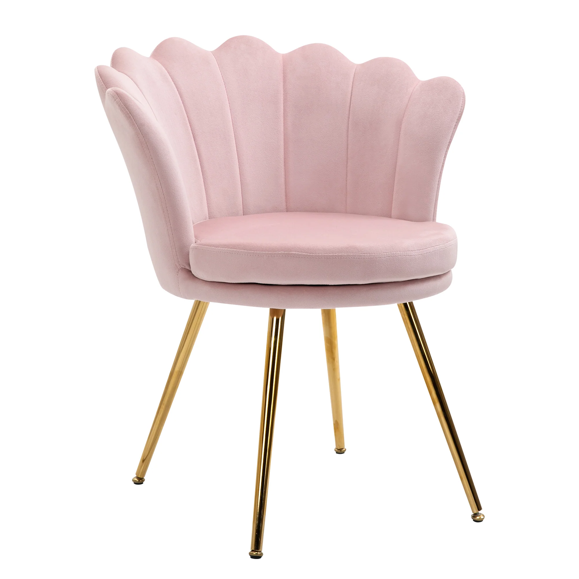 Fauteuil coquillage chaise coiffeuse fauteuil en velours fauteuil de salon avec pieds en métal doré pour salon chambre et salle à manger 67l x 64P x 77H cm rose poudré - Image 11