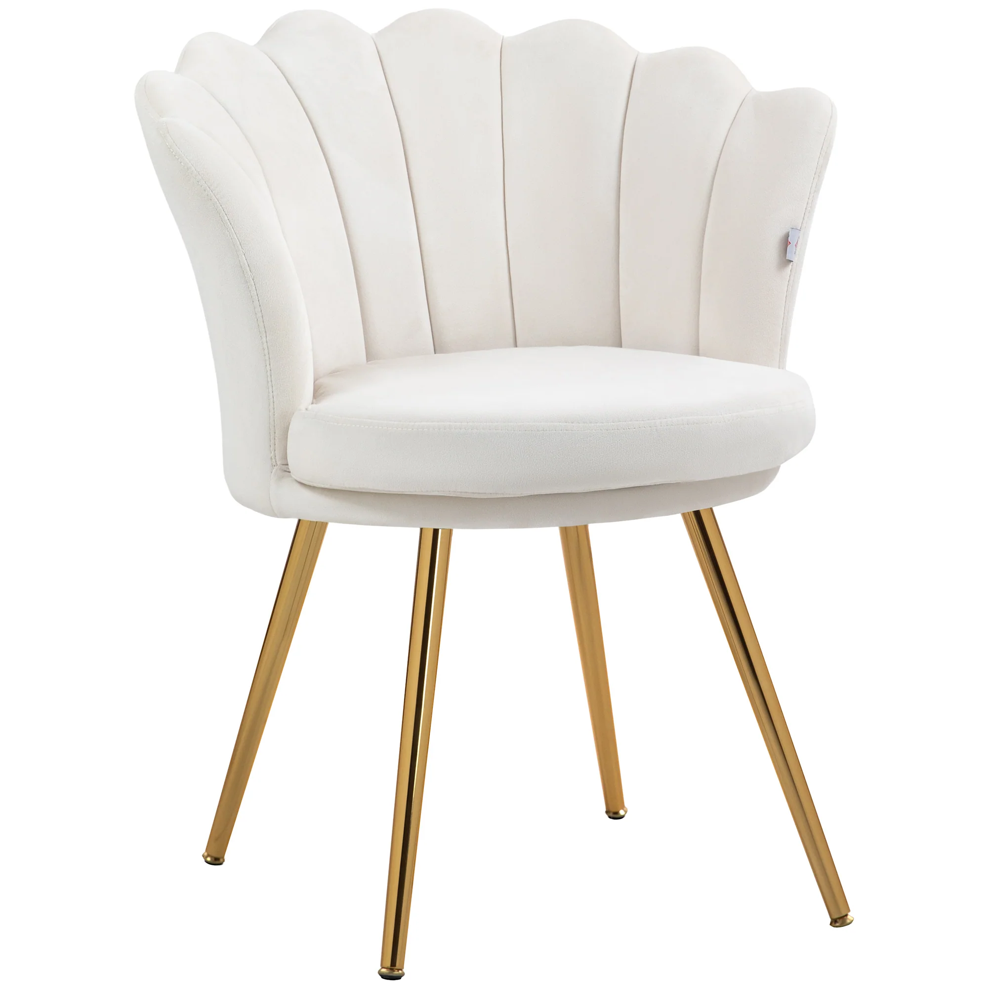 Fauteuil coquillage chaise coiffeuse fauteuil en velours fauteuil de salon avec pieds en métal doré pour salon chambre et salle à manger 67l x 64P x 77H cm crème - Image 11