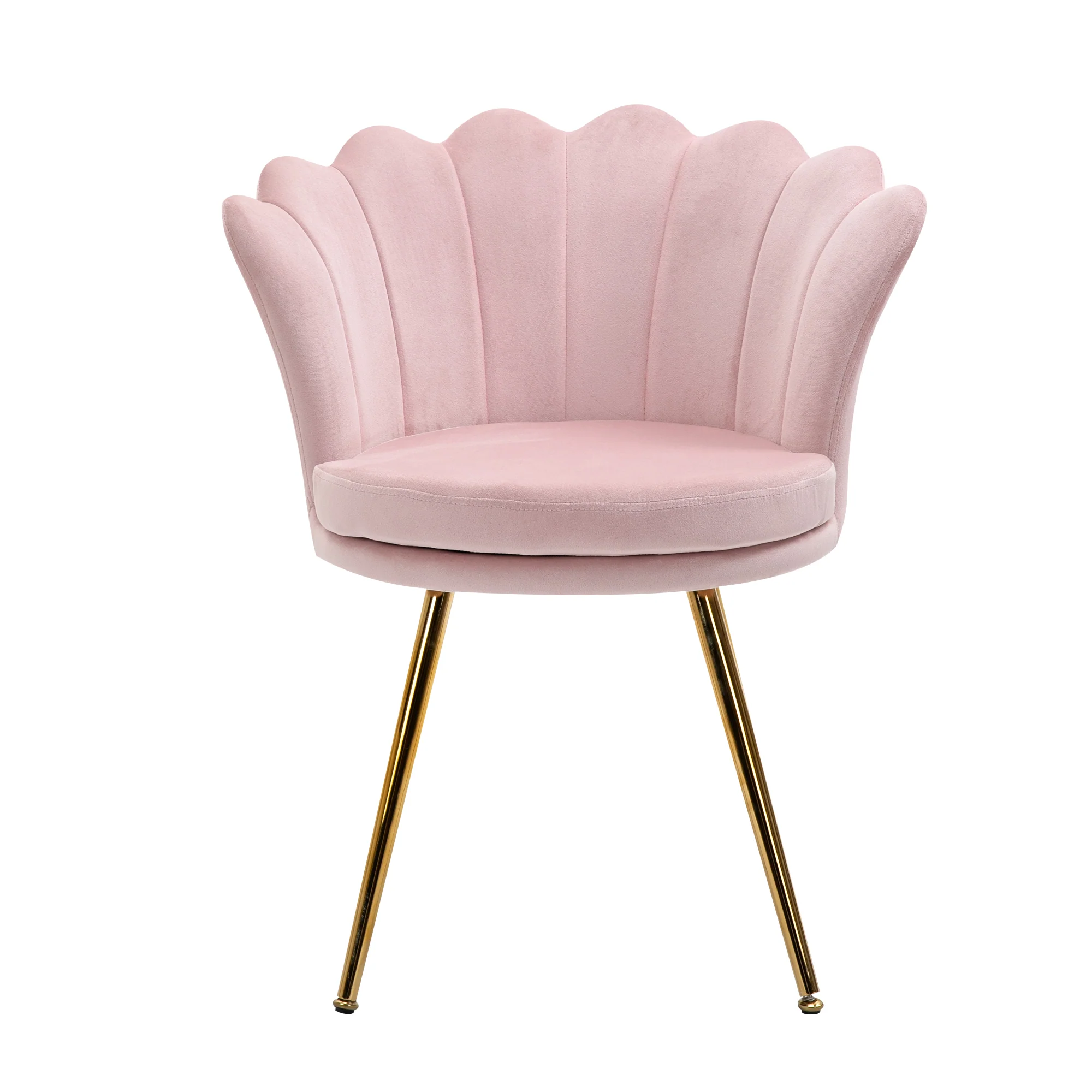 Fauteuil coquillage chaise coiffeuse fauteuil en velours fauteuil de salon avec pieds en métal doré pour salon chambre et salle à manger 67l x 64P x 77H cm rose poudré - Image 8