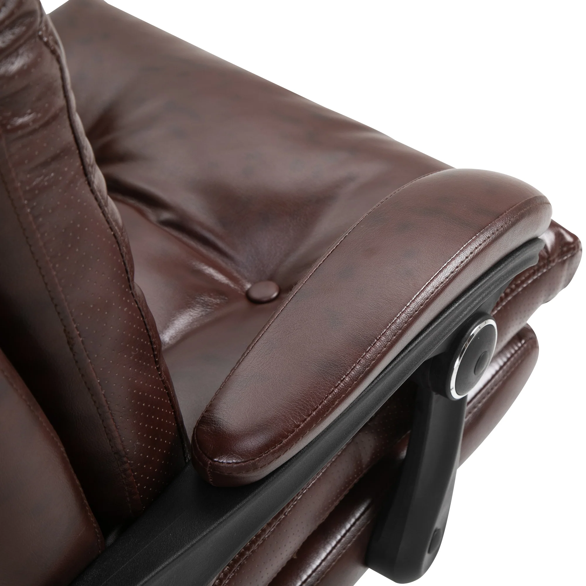 Fauteuil de bureau, chaise de bureau ergonomique avec hauteur réglable, dossier inclinable et repose-pied rétractable et pivotant à 360°, cuir synthétique, pour chambre, télétravail, marron - Image 10