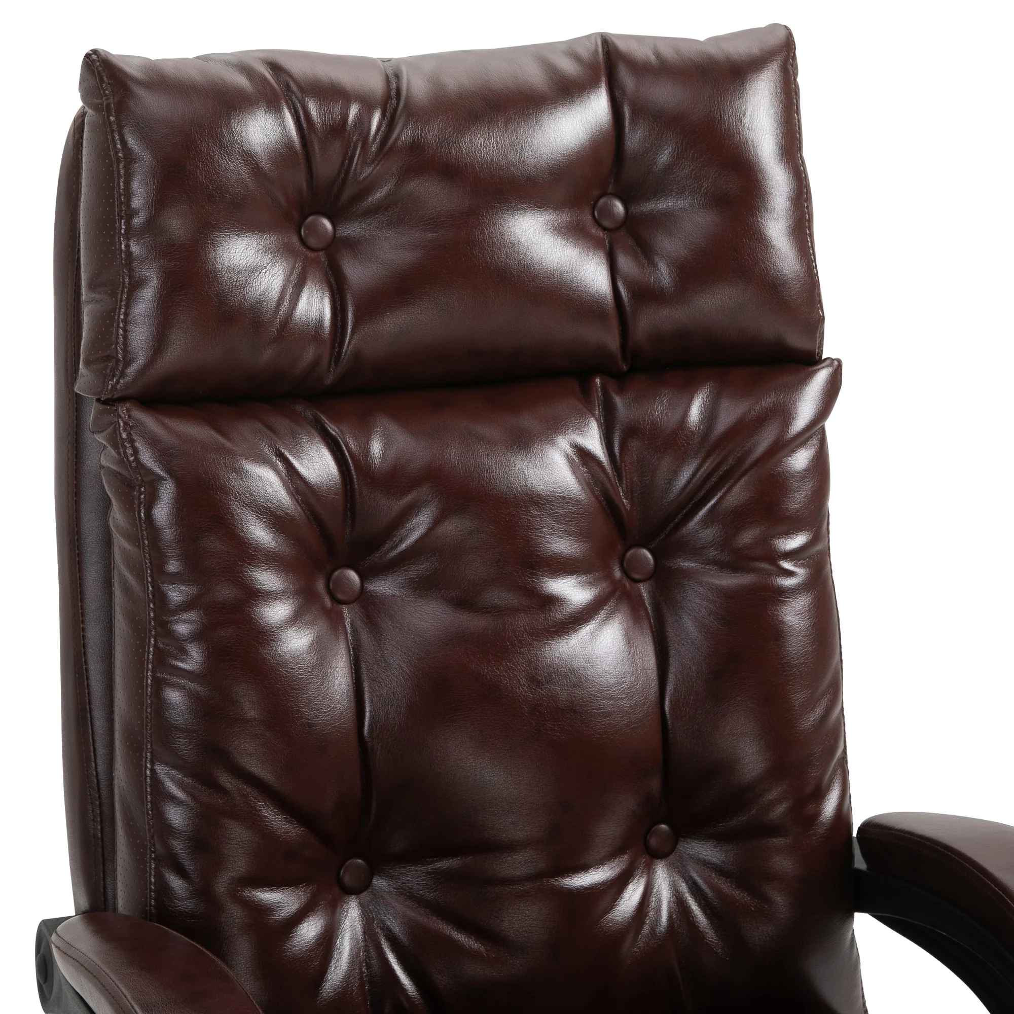 Fauteuil de bureau, chaise de bureau ergonomique avec hauteur réglable, dossier inclinable et repose-pied rétractable et pivotant à 360°, cuir synthétique, pour chambre, télétravail, marron - Image 9
