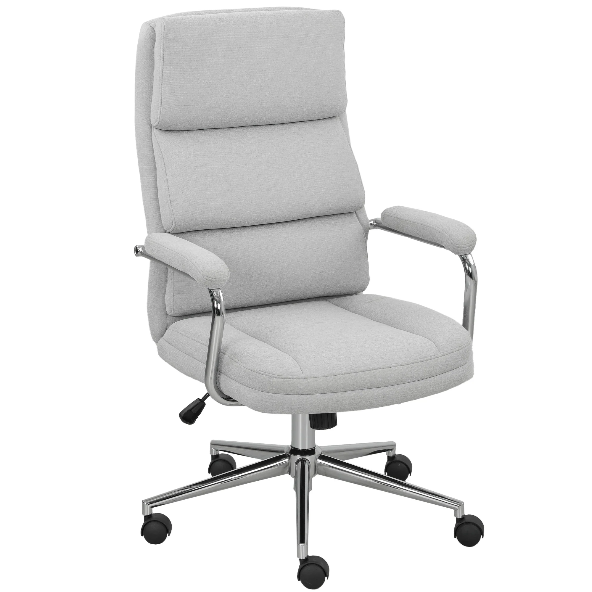 Fauteuil de bureau, chaise de bureau ergonomique avec hauteur réglable, fonction de bascule, tissu en lin, chaise d'ordinateur pour chambre, télétravail, charge 120 Kg, gris clair