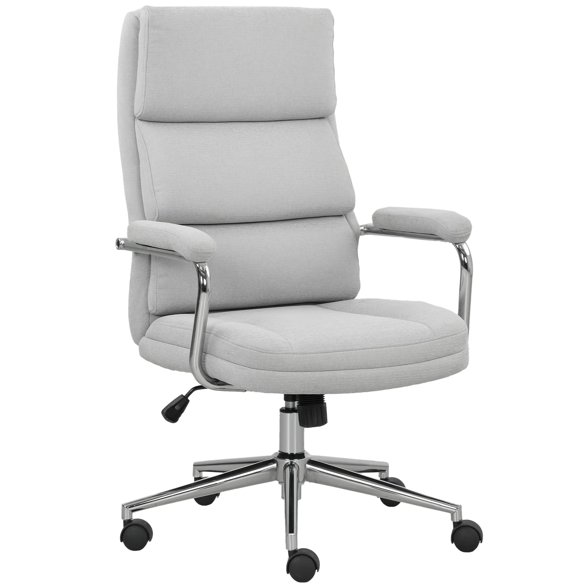 Fauteuil de bureau, chaise de bureau ergonomique avec hauteur réglable, fonction de bascule, tissu en lin, chaise d'ordinateur pour chambre, télétravail, charge 120 Kg, gris clair - Image 2