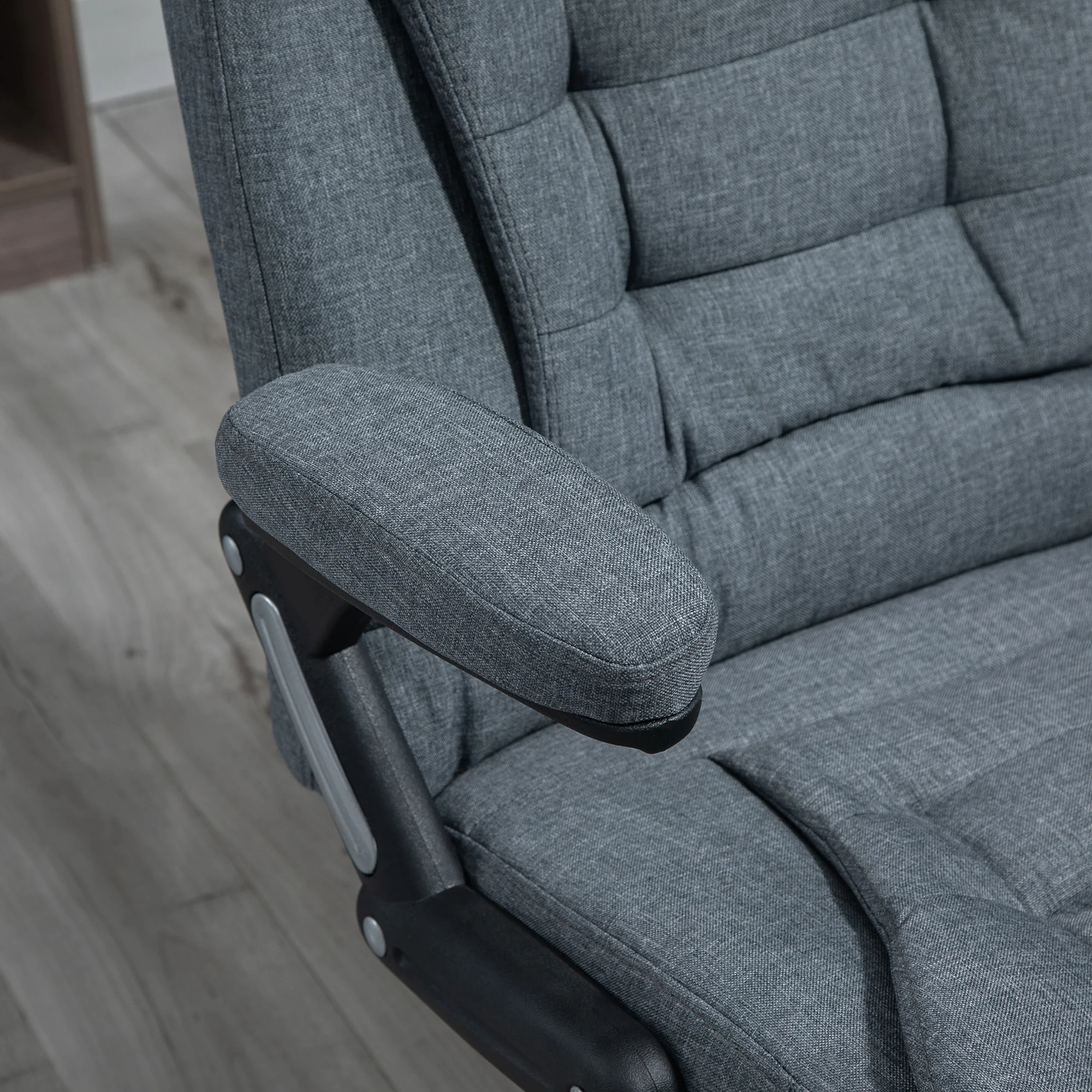 Fauteuil de bureau chaise pour ordinateur ergonomique dossier inclinable assise pivotant hauteur réglable accoudoir rembourré gris - Image 10