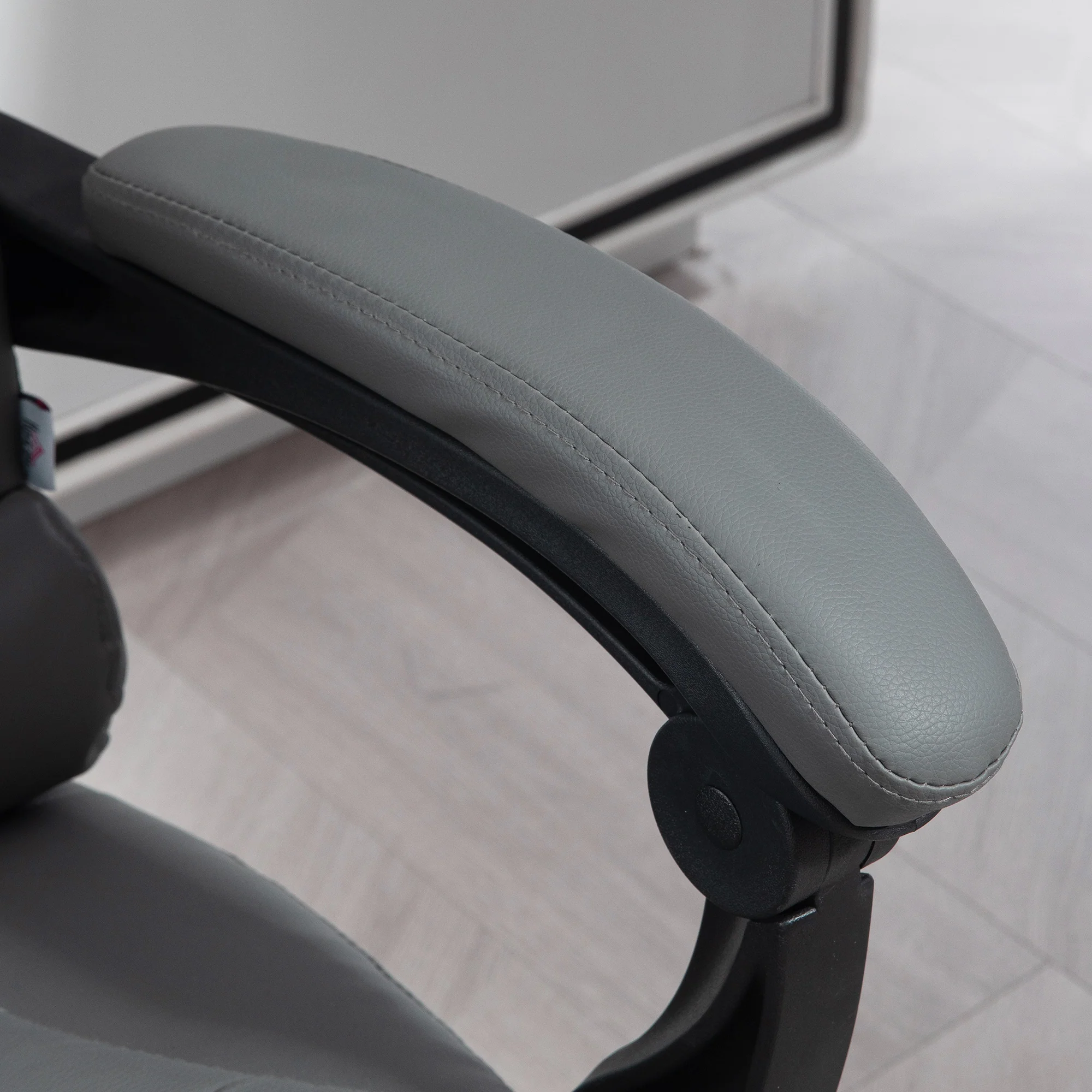 Fauteuil de bureau fauteuil manager grand confort dossier inclinable roulettes PU 64,5 x 69 x 117 cm gris - Image 9