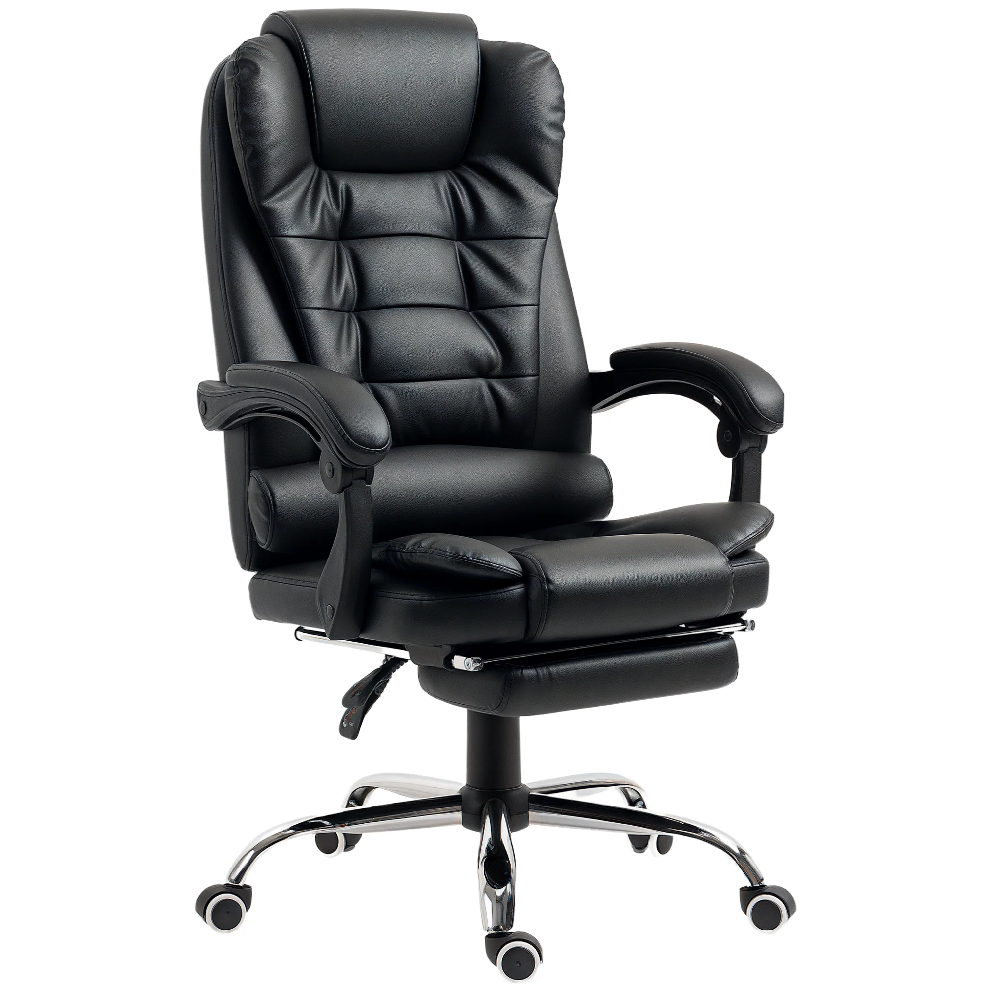 Fauteuil de bureau fauteuil manager grand confort dossier inclinable roulettes PU 64,5 x 69 x 117 cm noir - Image 11