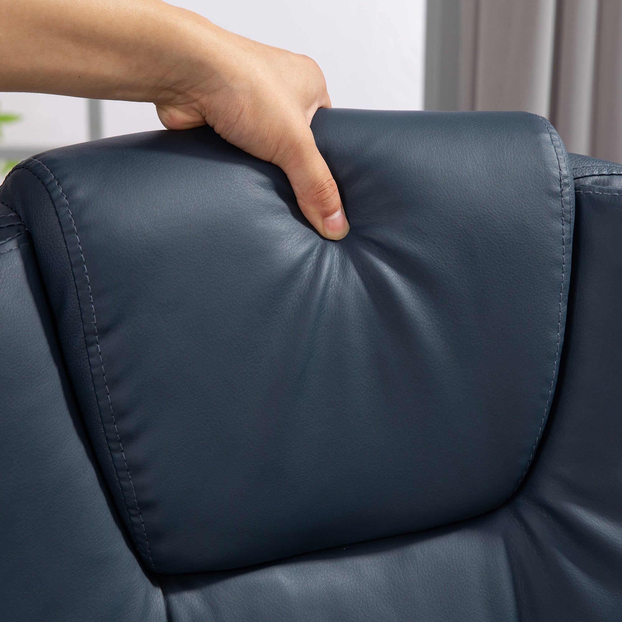 Fauteuil de bureau massant, chaise de bureau, chaise ergonomique avec hauteur réglable, dossier inclinable et télécommande filaire, repose-pieds rétractable et pivotant à 360°, bleu - Image 10