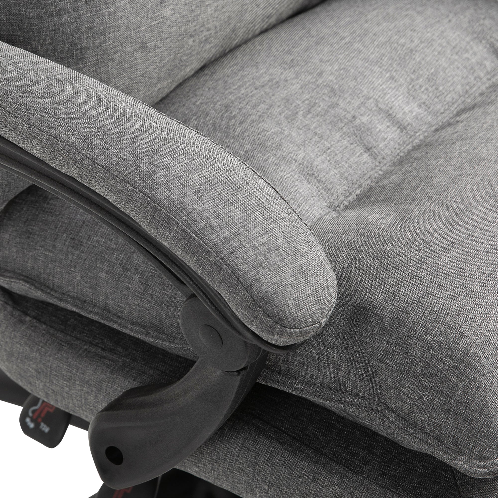 Fauteuil de bureau massant, chaise de bureau, chaise ergonomique avec hauteur réglable, dossier inclinable, repose-pied intégré et télécommande filaire, pivotant à 360°, toile de lin gris - Image 10