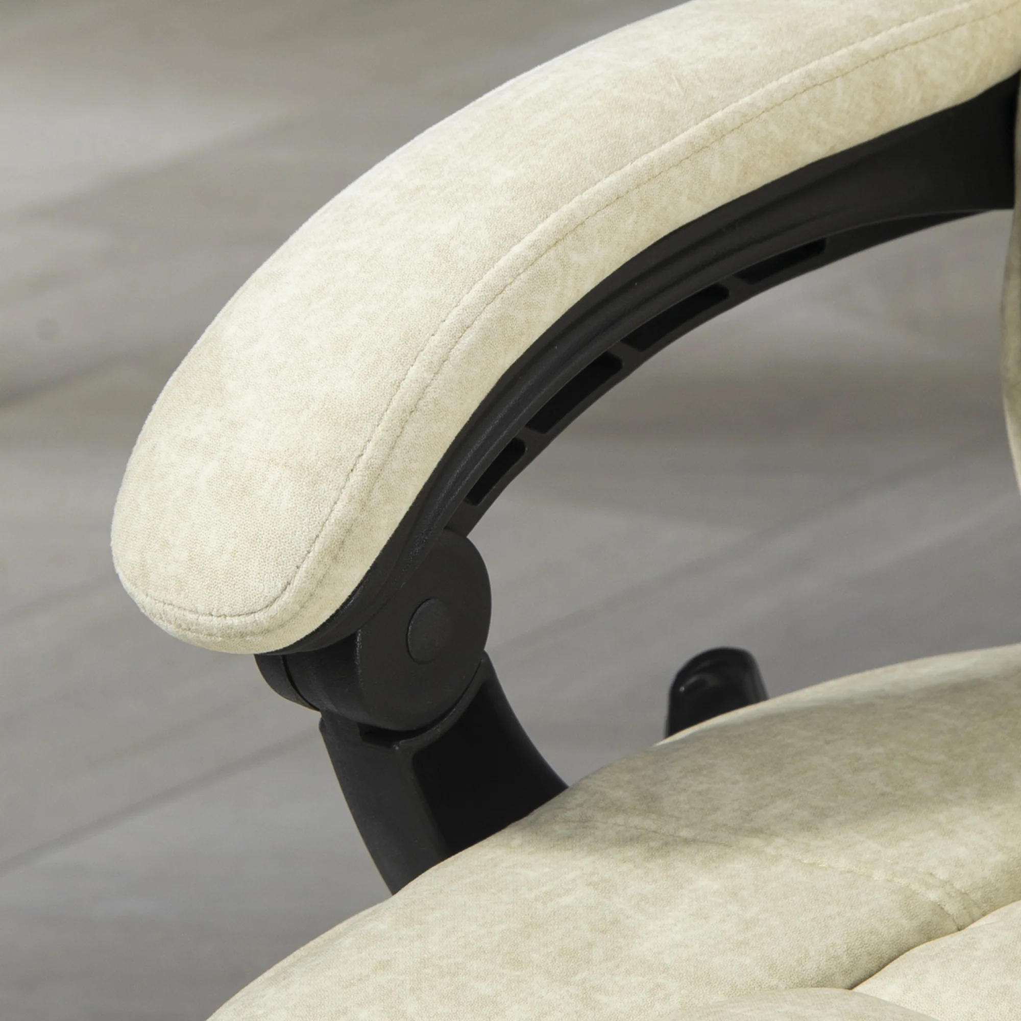 Fauteuil de bureau massant et chauffant chaise de bureau chaise ergonomique avec hauteur réglable dossier inclinable télécommande filaire repose-pieds rétractable et pivotant 360° beige - Image 10
