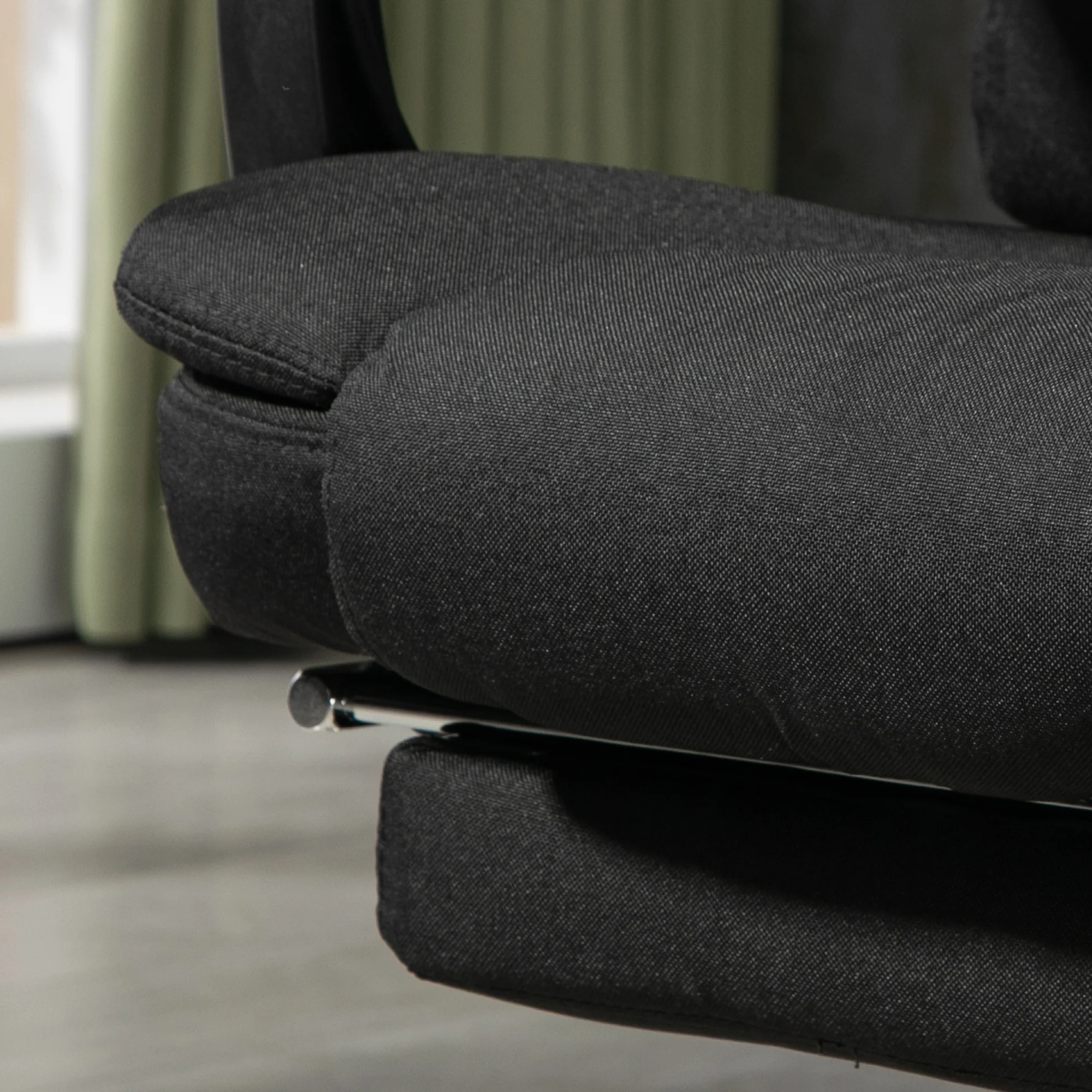 Fauteuil de bureau massant et chauffant, chaise de bureau, chaise ergonomique avec hauteur réglable, dossier inclinable et télécommande filaire, pivotant à 360°, en toile de lin, noir - Image 10