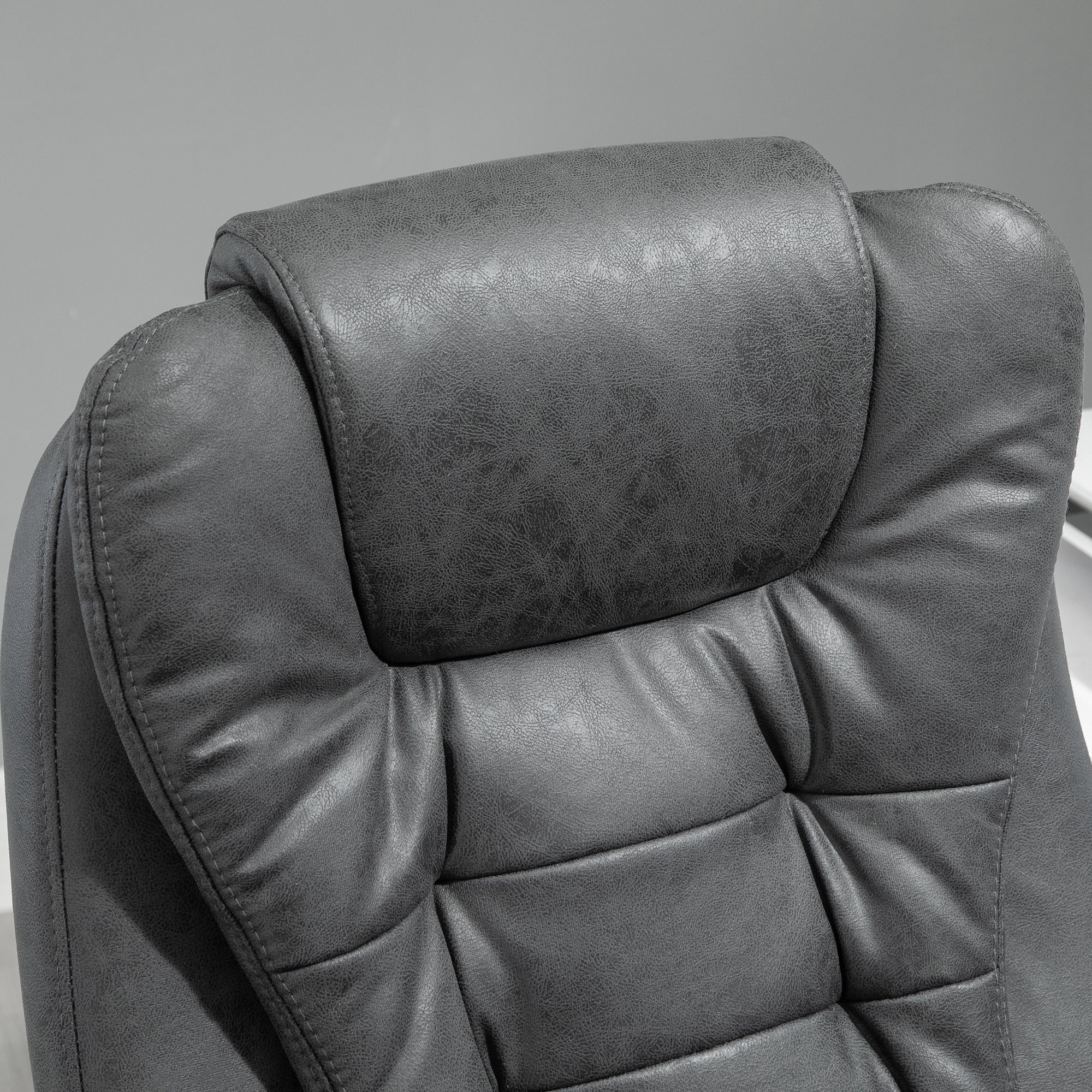Fauteuil de bureau massant et chauffant, chaise de bureau ergonomique hauteur réglable, dossier inclinable, repose-pieds, télécommande filaire, pivotant 360°, tissu en microfibre, gris foncé - Image 10