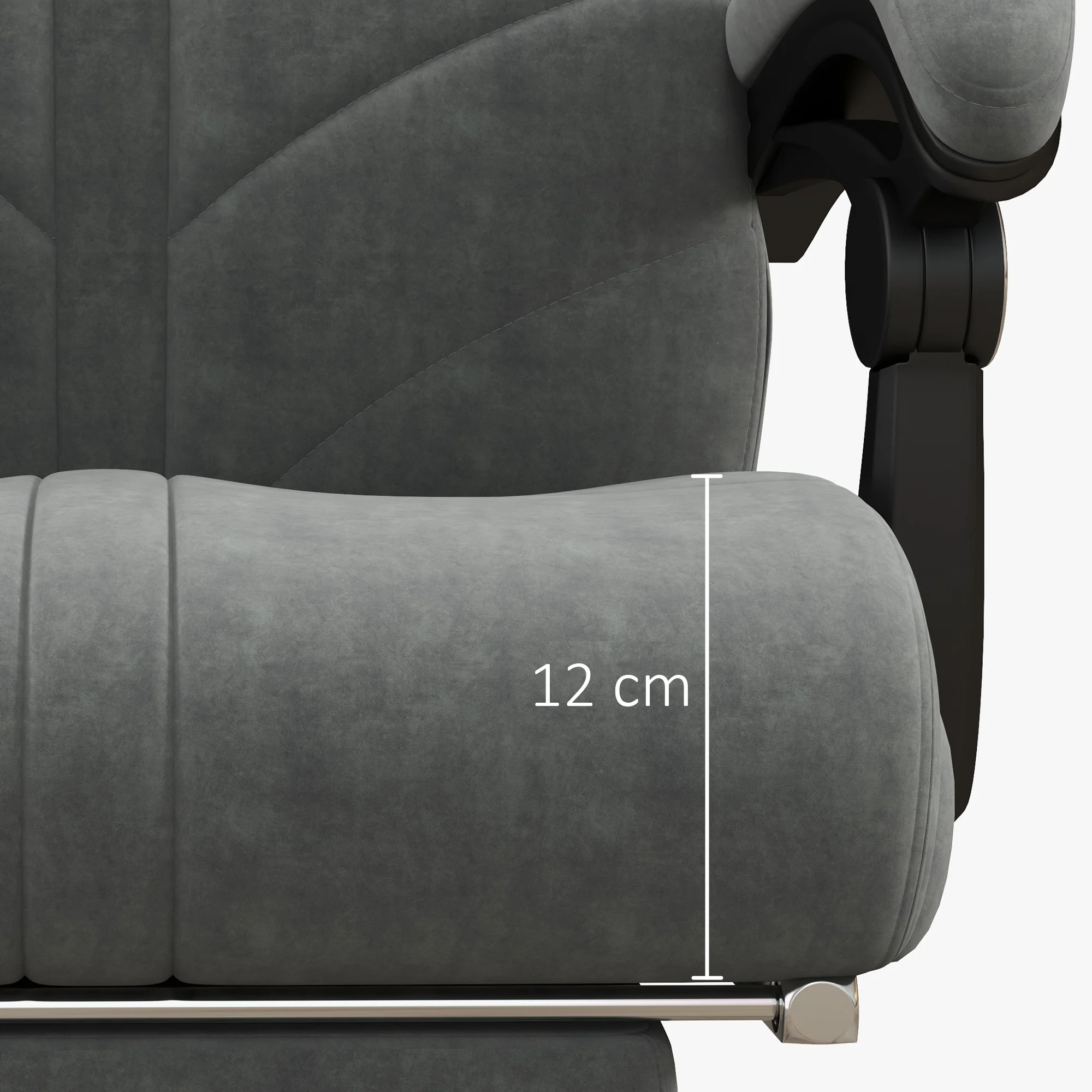 Fauteuil de bureau massant et chauffant chaise pour ordinateur inclinable revêtement en velours avec repose-pieds intégré 5 roulettes design moderne gris - Image 10