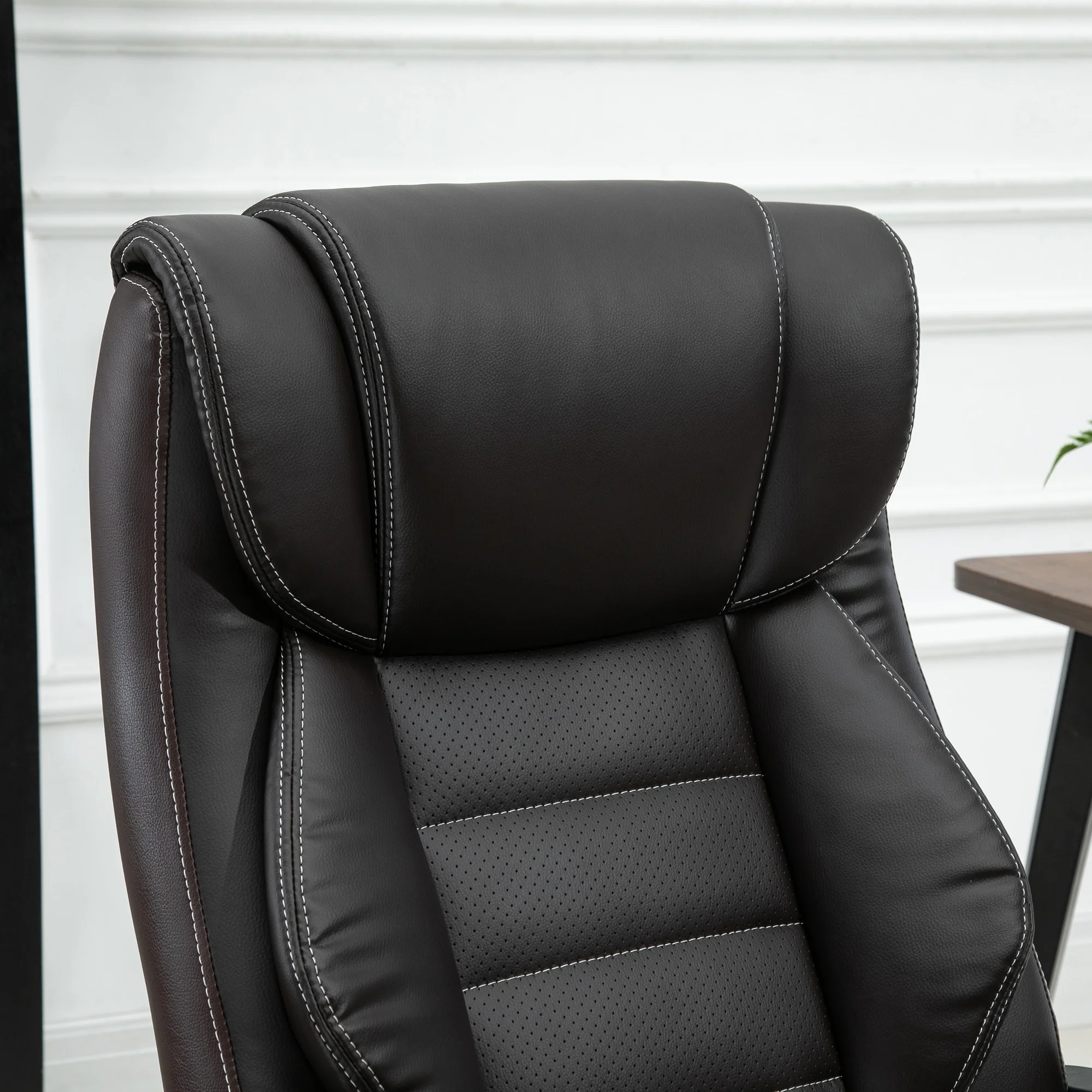 Fauteuil de bureau massant fauteuil bureau ergonomique grand confort hauteur réglable fonction dossier à bascule revêtement synthétique noir - Image 9