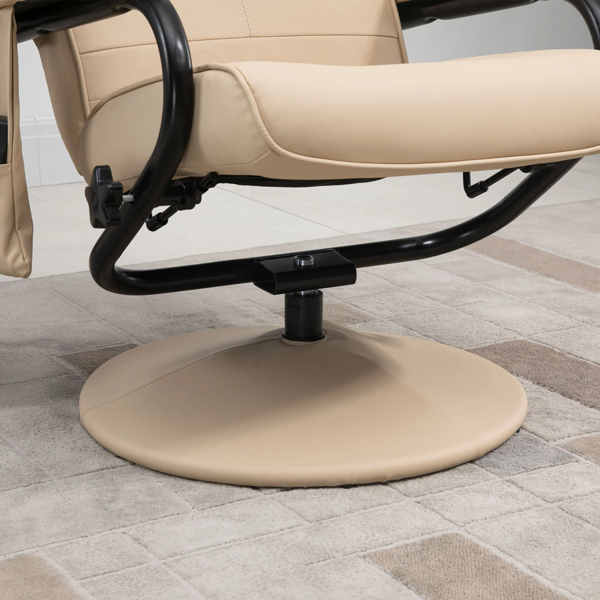 Fauteuil de Massage et Relaxation électrique pivotant inclinable avec Repose-Pied revêtement synthétique Beige - Image 8