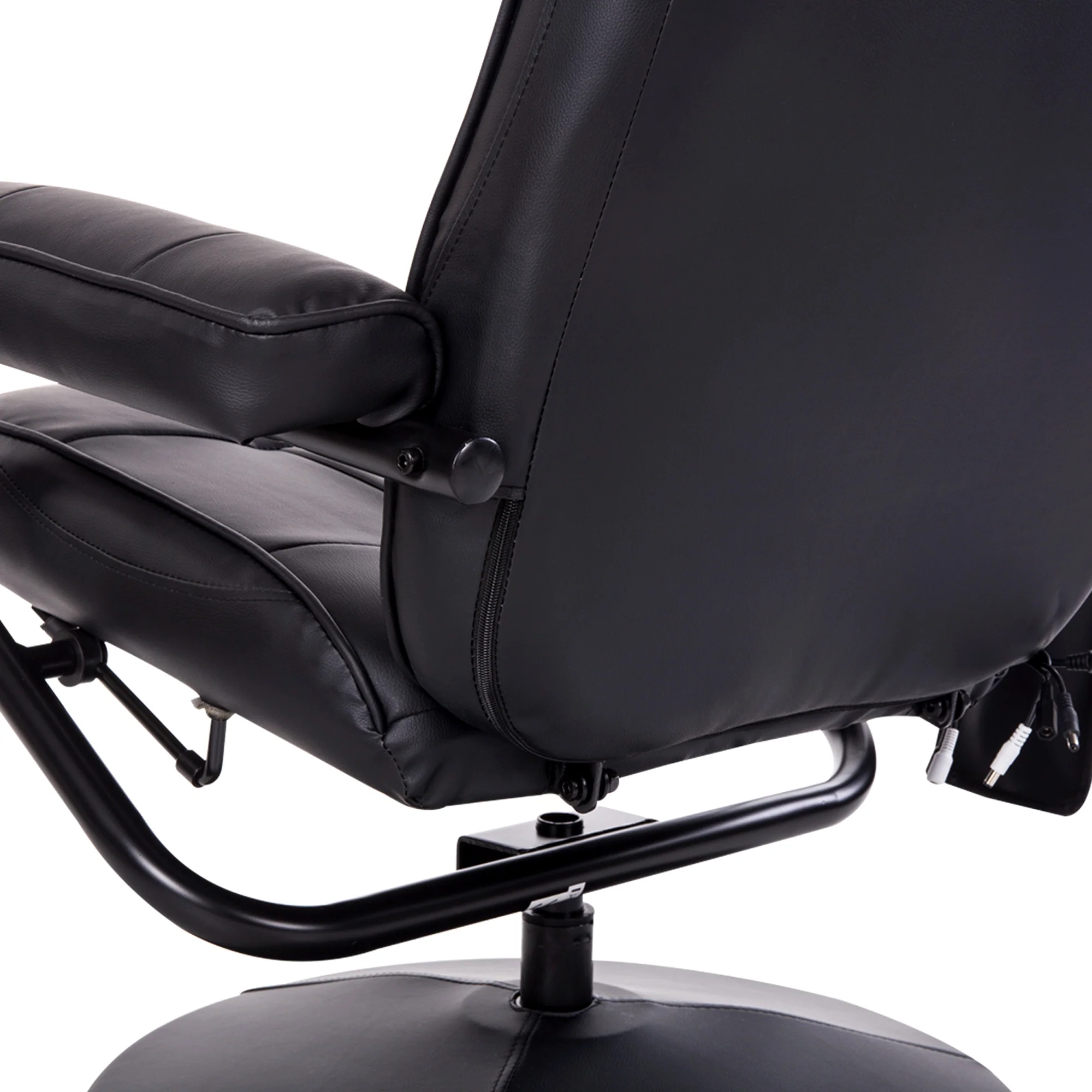 Fauteuil de Massage et Relaxation électrique pivotant inclinable avec Repose-Pied revêtement synthétique Noir - Image 8