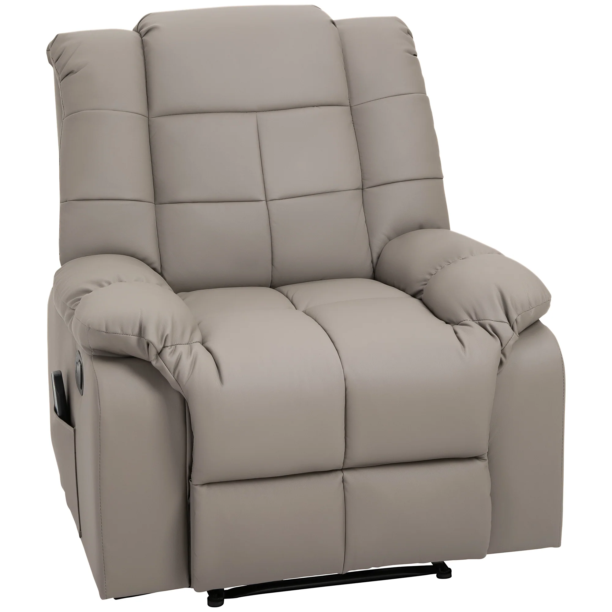 Fauteuil de massage fauteuil de relaxation massant avec dossier inclinable manuellement et repose-pied fauteuil TV revêtement synthétique télécommande incluse gris - Image 2