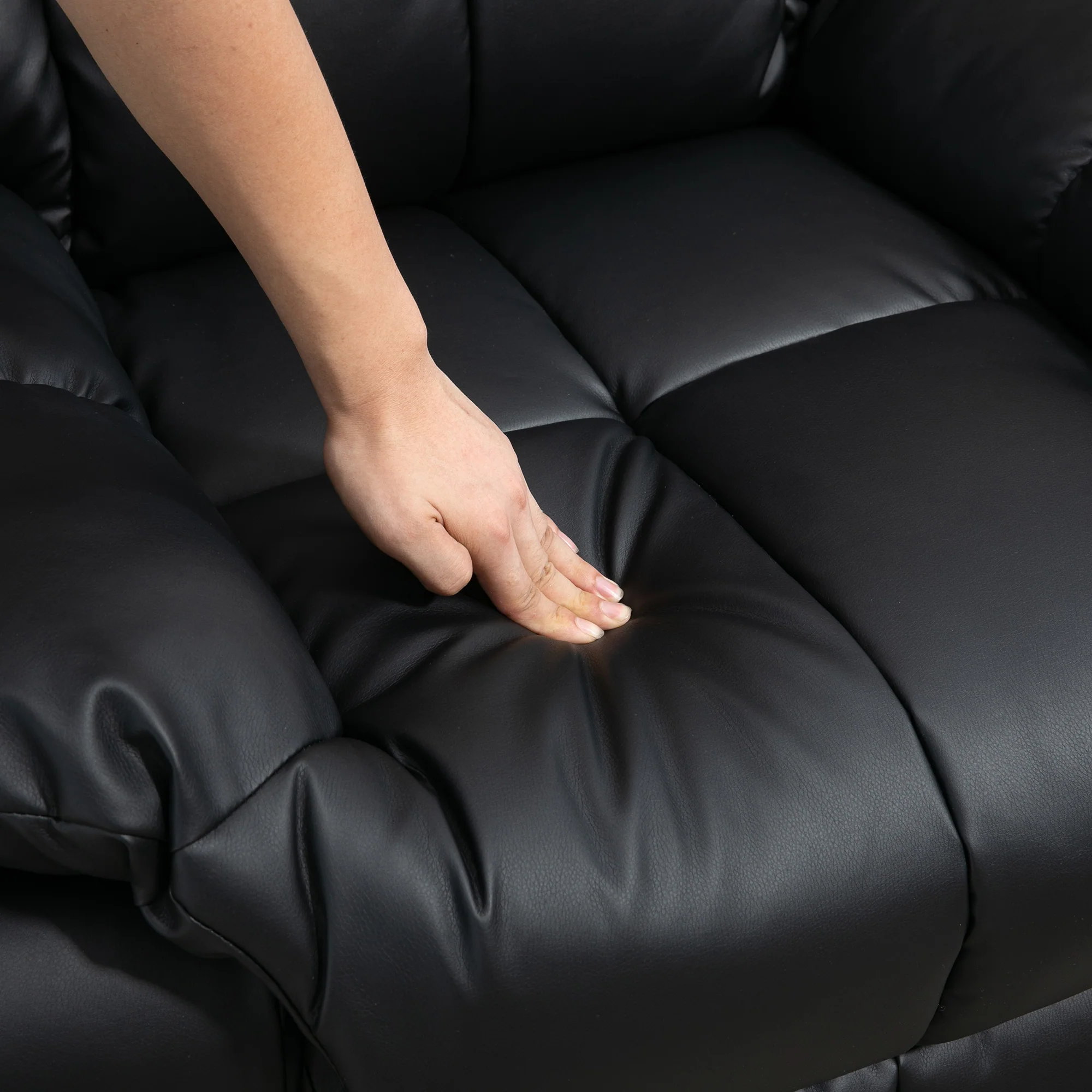 Fauteuil de massage fauteuil de relaxation massant avec dossier inclinable manuellement et repose-pied fauteuil TV revêtement synthétique télécommande incluse noir - Image 10