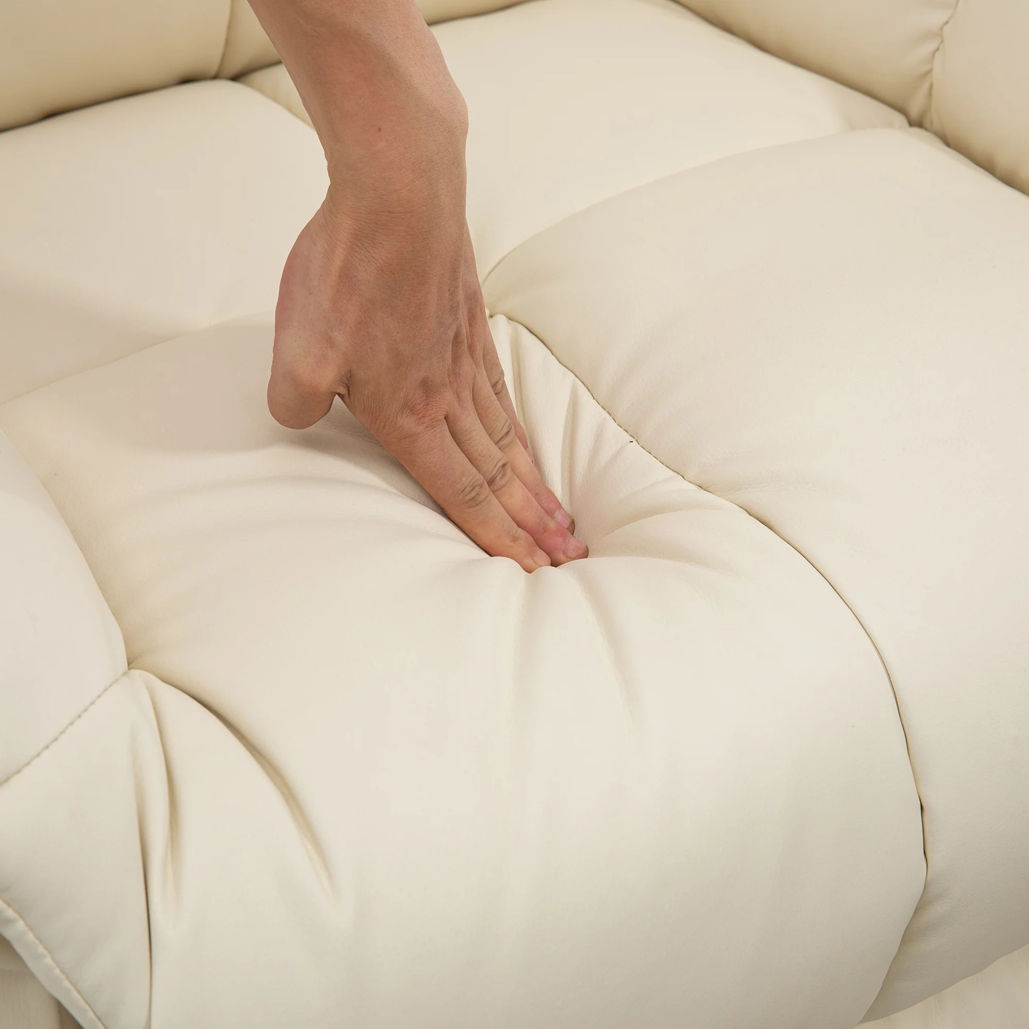 Fauteuil de massage fauteuil de relaxation massant avec dossier inclinable manuellement et repose-pied fauteuil TV revêtement synthétique télécommande incluse crème - Image 9
