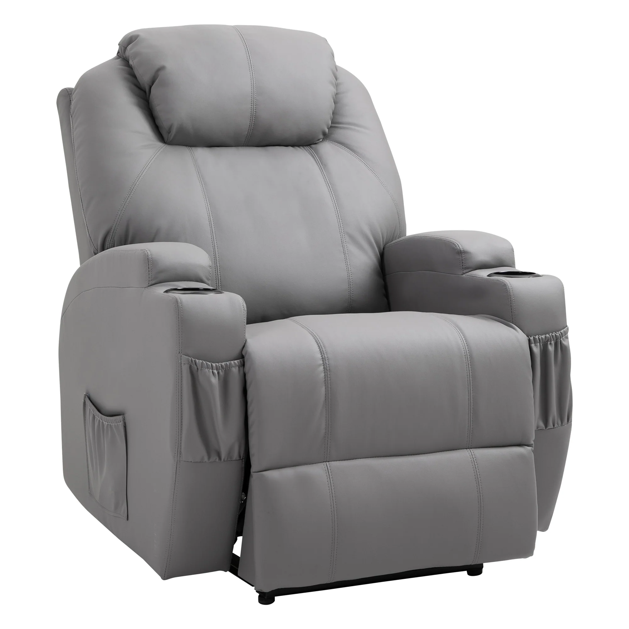Fauteuil de Massage Inclinable, Chaise de Relaxation avec dossier et repose-pied électrique réglables revêtement synthétique pour Salon, Chambre, Cinéma Maison Gris - Image 2
