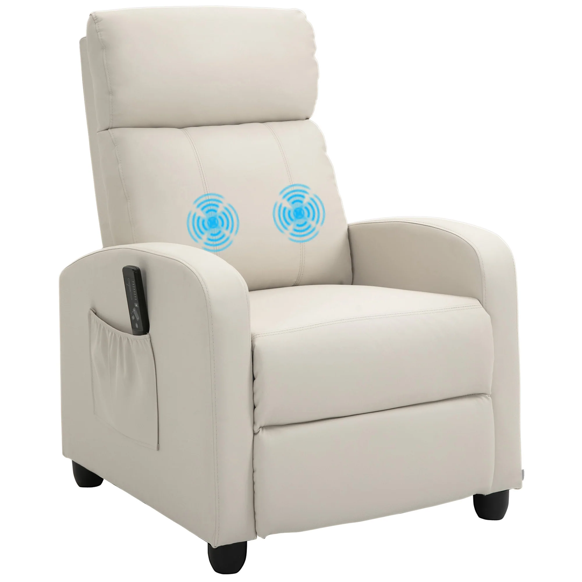 Fauteuil de Relaxation et Massage électrique avec Inclinaison Manuelle Dossier Repose-Pied réglable revêtement synthétique Crème - Image 11