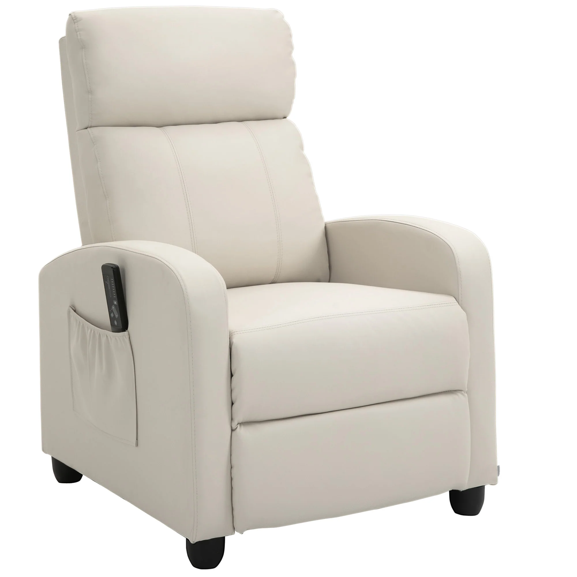 Fauteuil de Relaxation et Massage électrique avec Inclinaison Manuelle Dossier Repose-Pied réglable revêtement synthétique Crème - Image 2