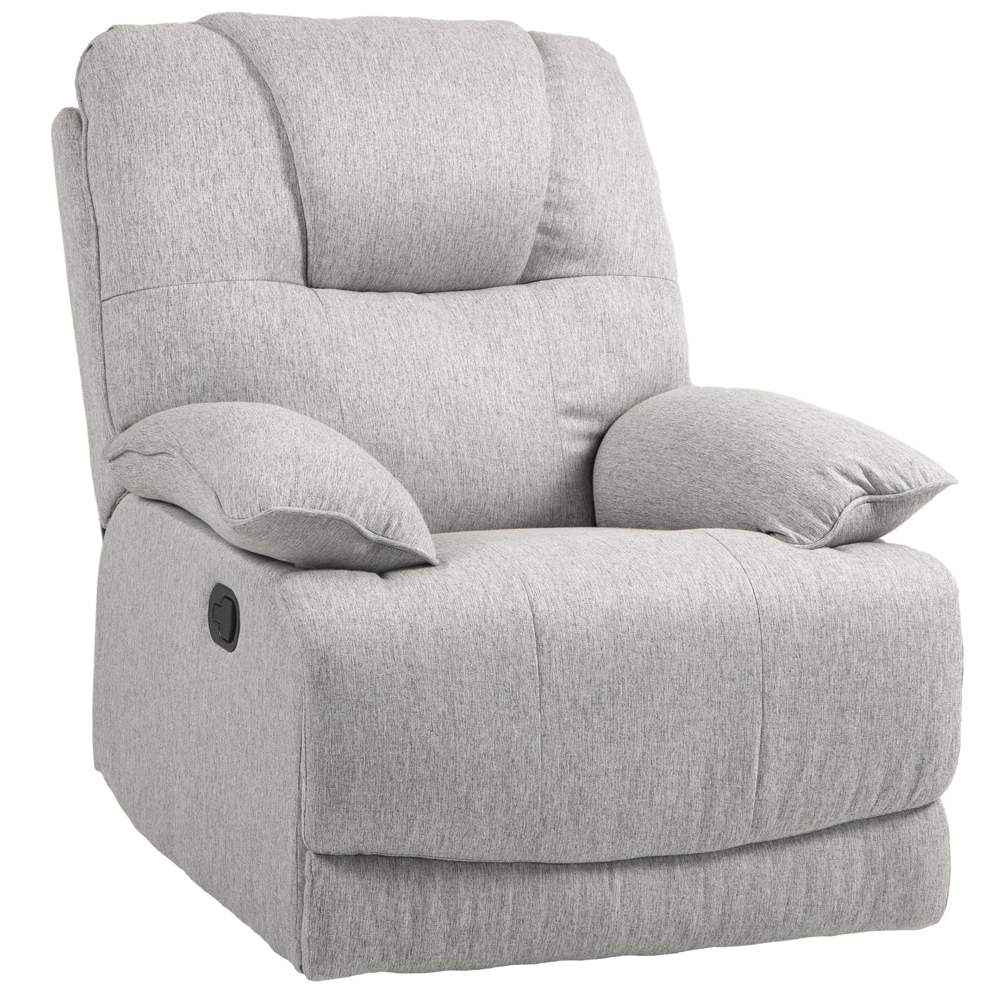 Fauteuil de relaxation fauteuil relax de salon inclinable manuellement 145° avec repose-pied en tissu aspect lin design moderne gris clair - Image 2