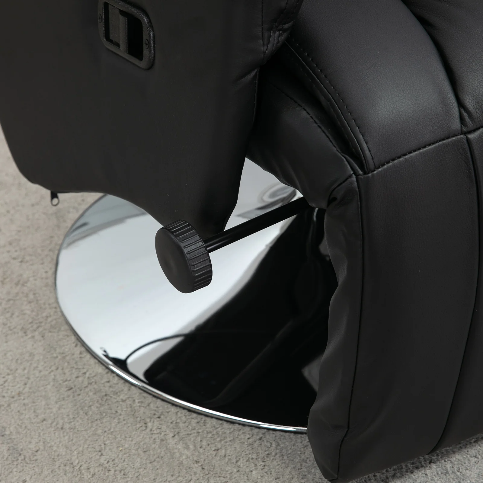 Fauteuil de relaxation fauteuil relax de salon inclinable pivotant repose-pied réglable accoudoirs, chaise TV en similicuir synthétique, jusqu'à 150 kg, pour salon, chambre, home cinéma, noir - Image 8