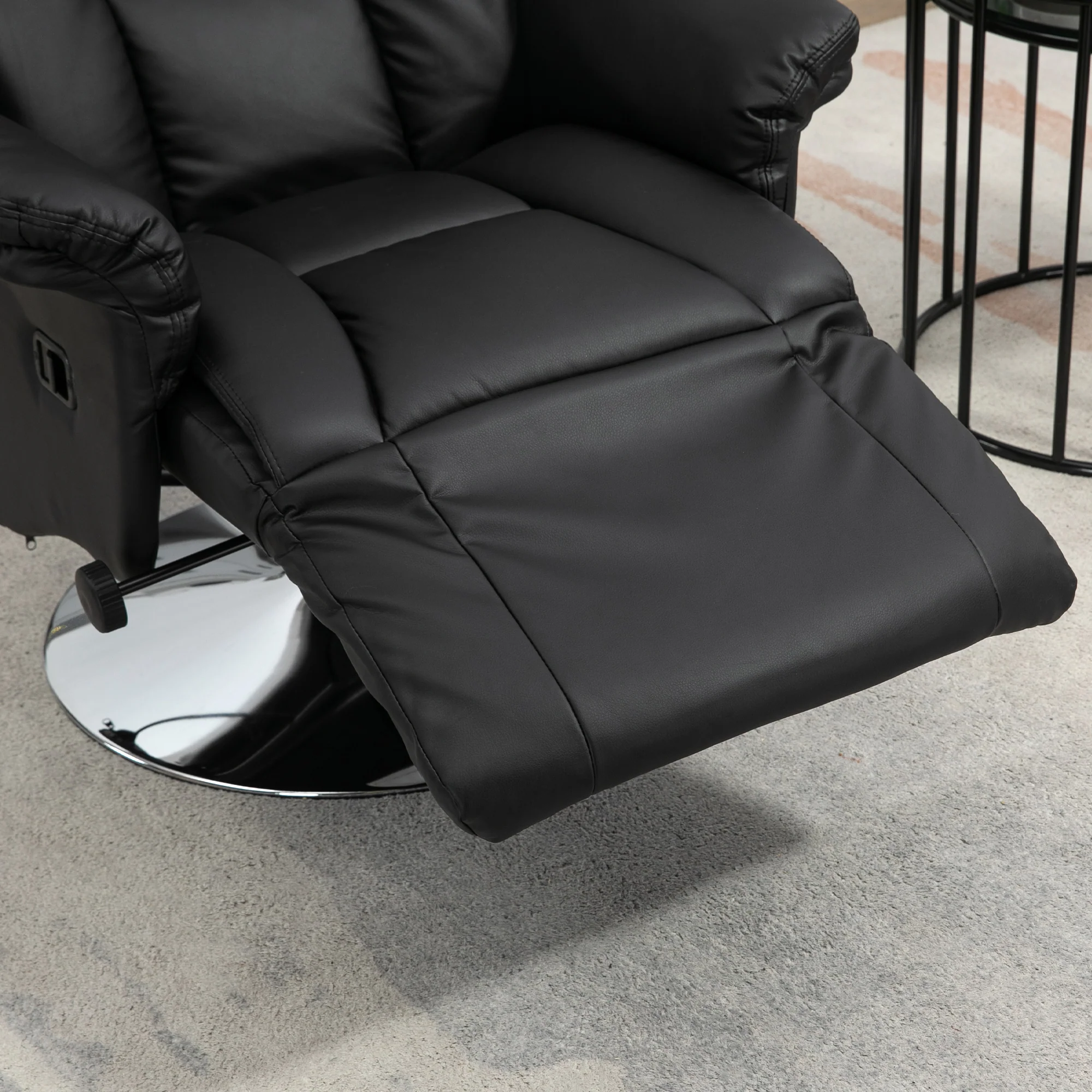 Fauteuil de relaxation fauteuil relax de salon inclinable pivotant repose-pied réglable accoudoirs, chaise TV en similicuir synthétique, jusqu'à 150 kg, pour salon, chambre, home cinéma, noir - Image 9