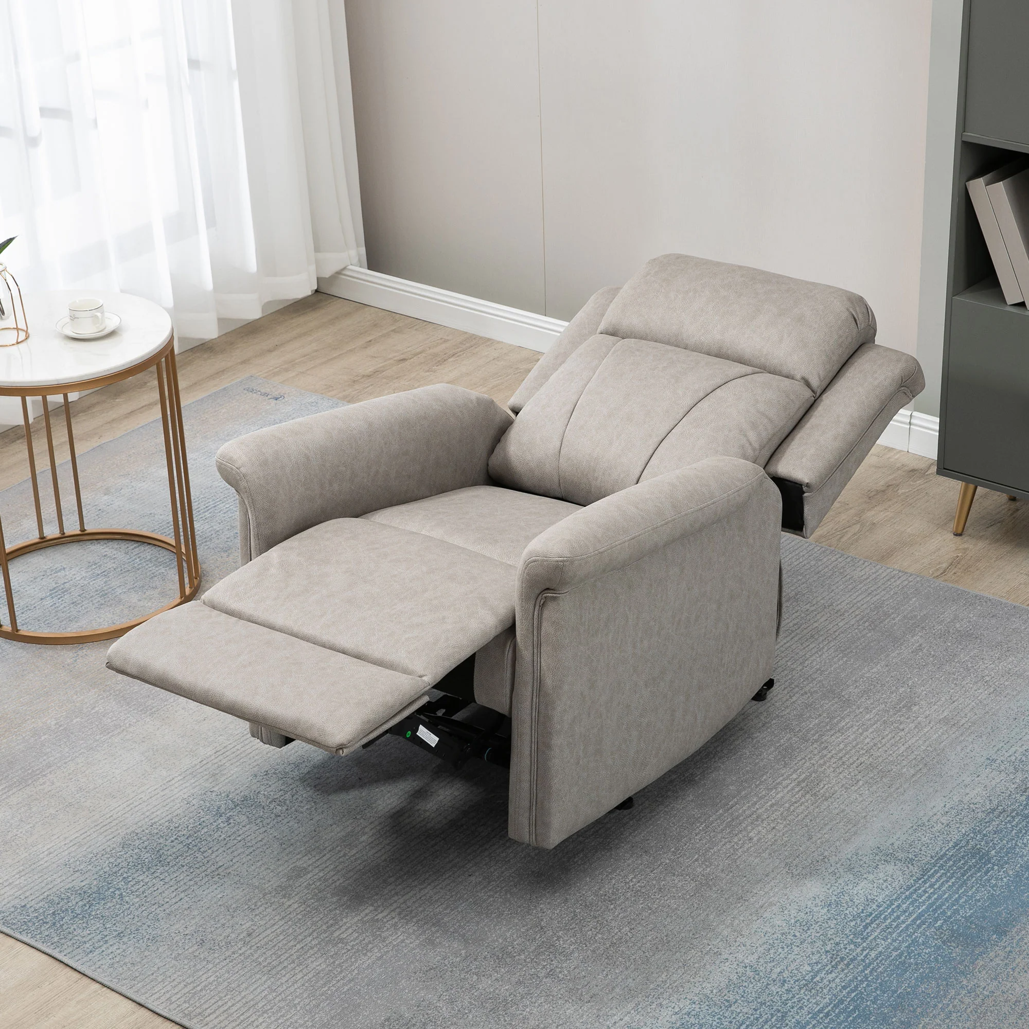 Fauteuil de relaxation inclinable 135° manuellement tissu en microfibre avec repose-pied gris - Image 10