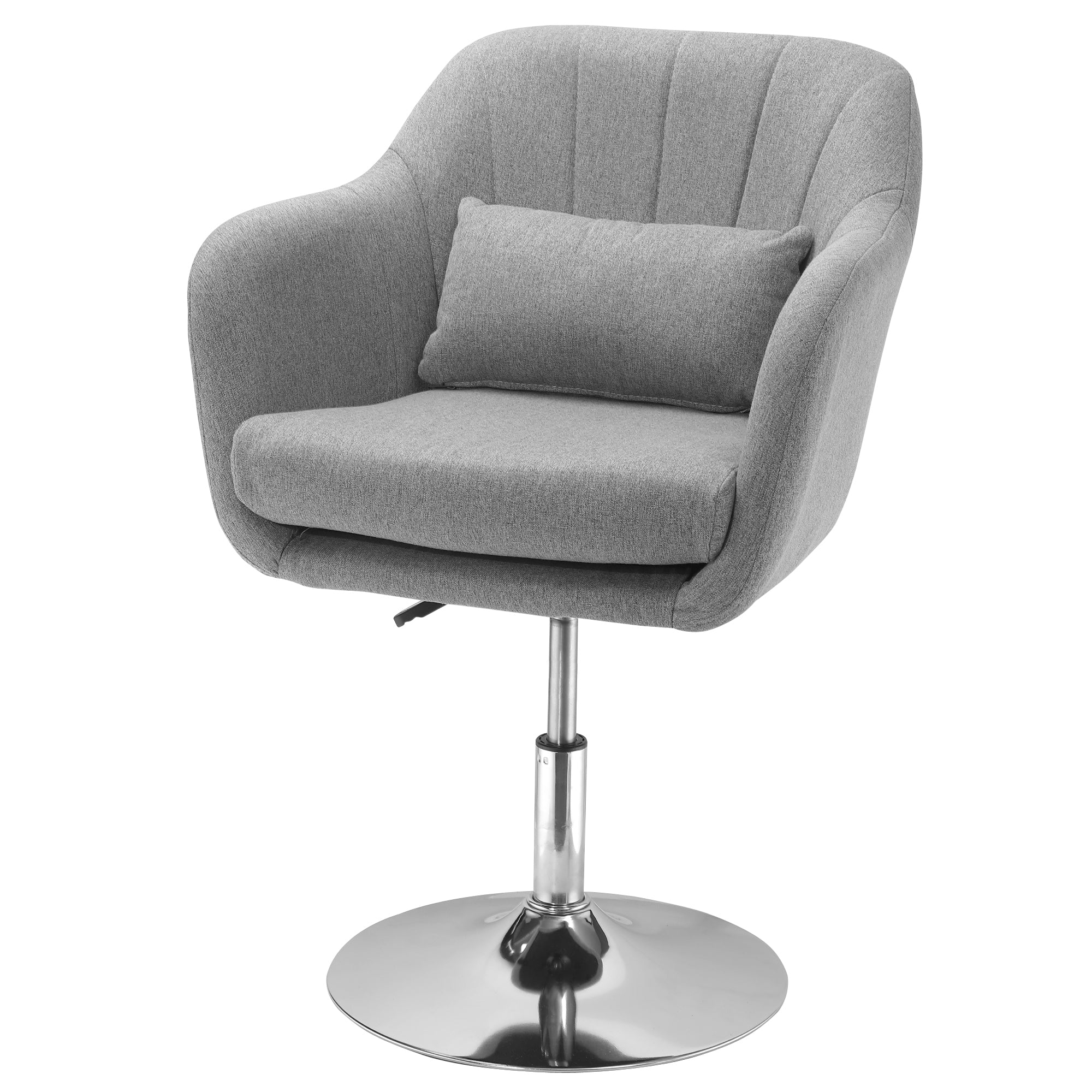 Fauteuil de salon chaise relax fauteuil de chambre grand confort - coussins lombaires hauteur réglable pivotant 360° piètement en métal chromé - gris - Image 11
