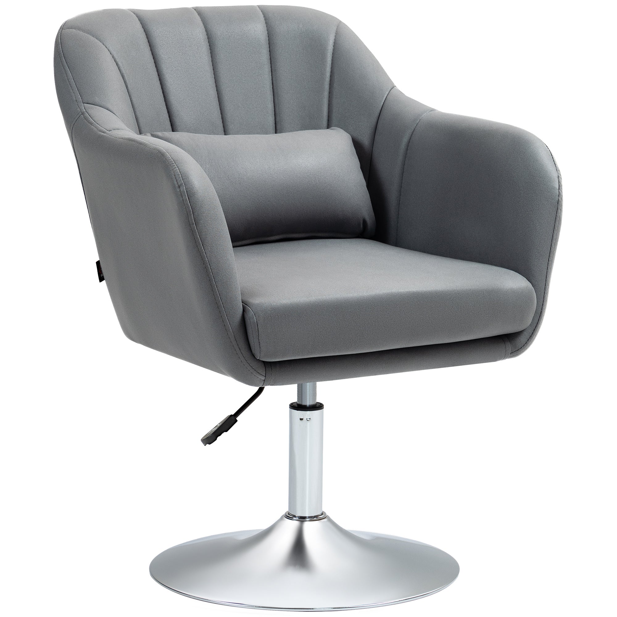 Fauteuil de salon chaise relax fauteuil de chambre grand confort - coussins lombaires hauteur réglable pivotant 360° piètement en métal chromé - gris foncé - Image 11