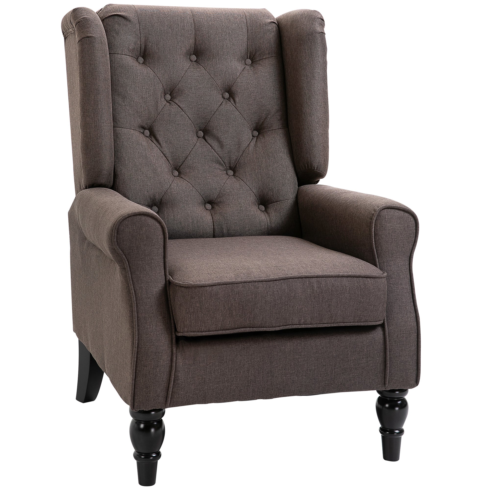 Fauteuil de salon, fauteuil capitonné avec pieds en bois, assise large, grand confort, style classique, 74 x 86 x 102 cm, marron - Image 11