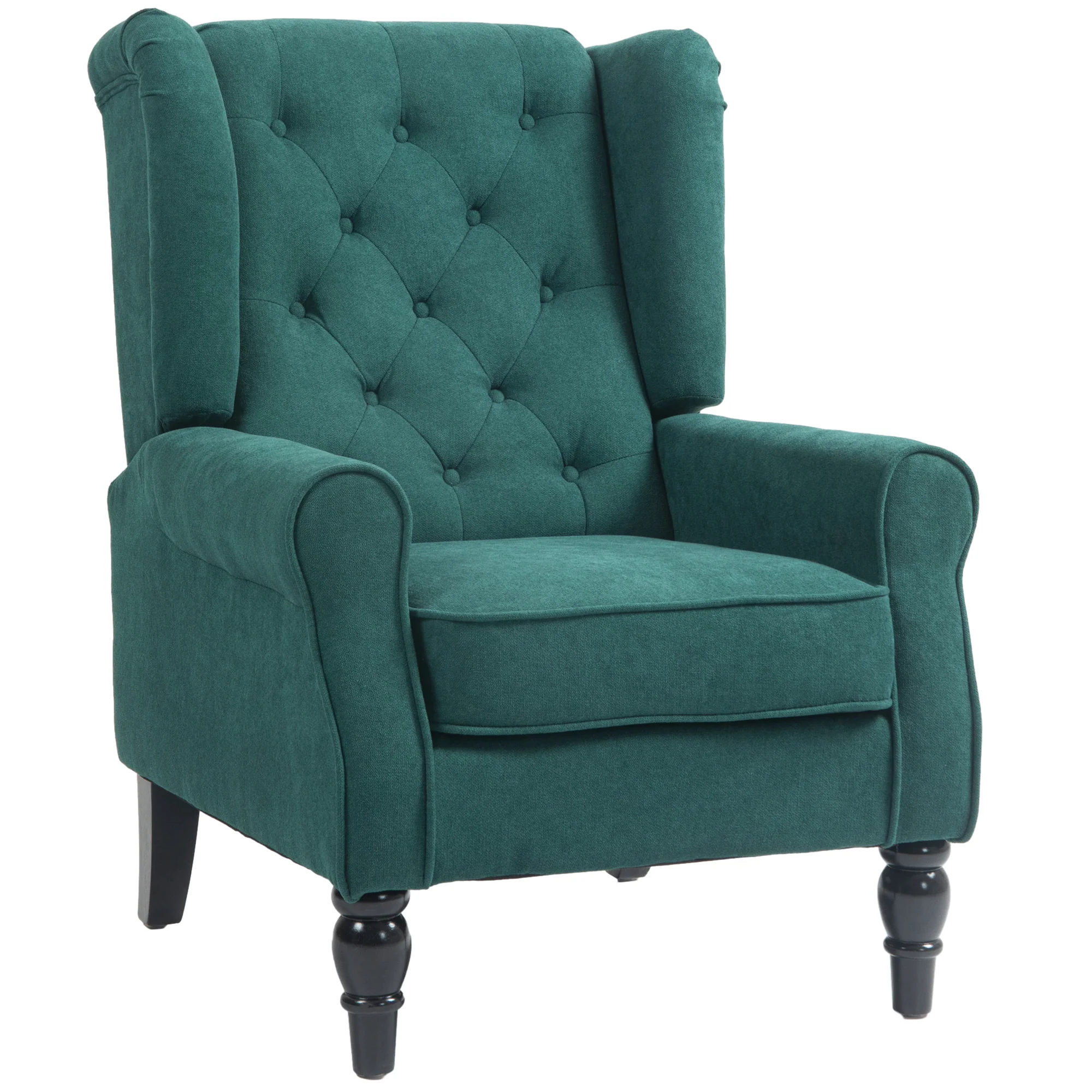 Fauteuil de salon, fauteuil capitonné avec pieds en bois, assise large, grand confort, style classique, 74 x 86 x 102 cm, vert - Image 11