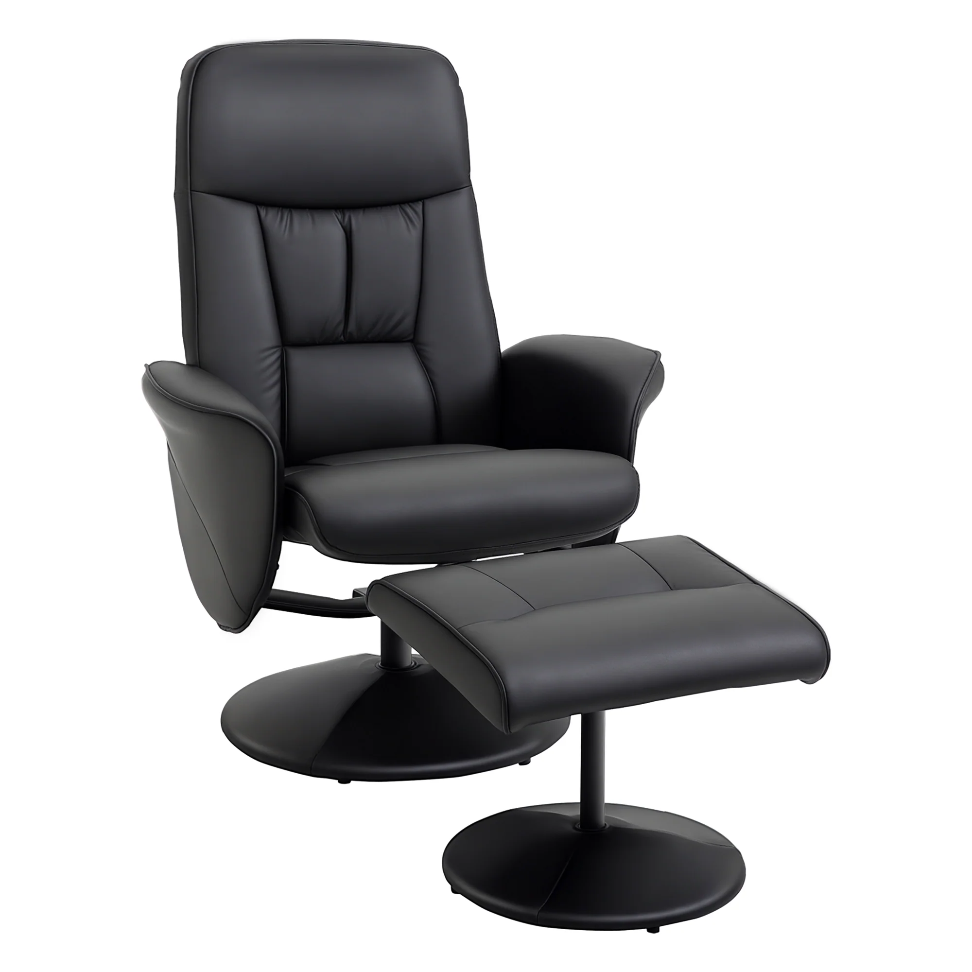 Fauteuil relax avec repose-pied fauteuil de relaxation relaxant pivotant 360° et dossier inclinable pour TV supportant jusqu'à 120 Kg revêtement synthétique métal noir - Image 11