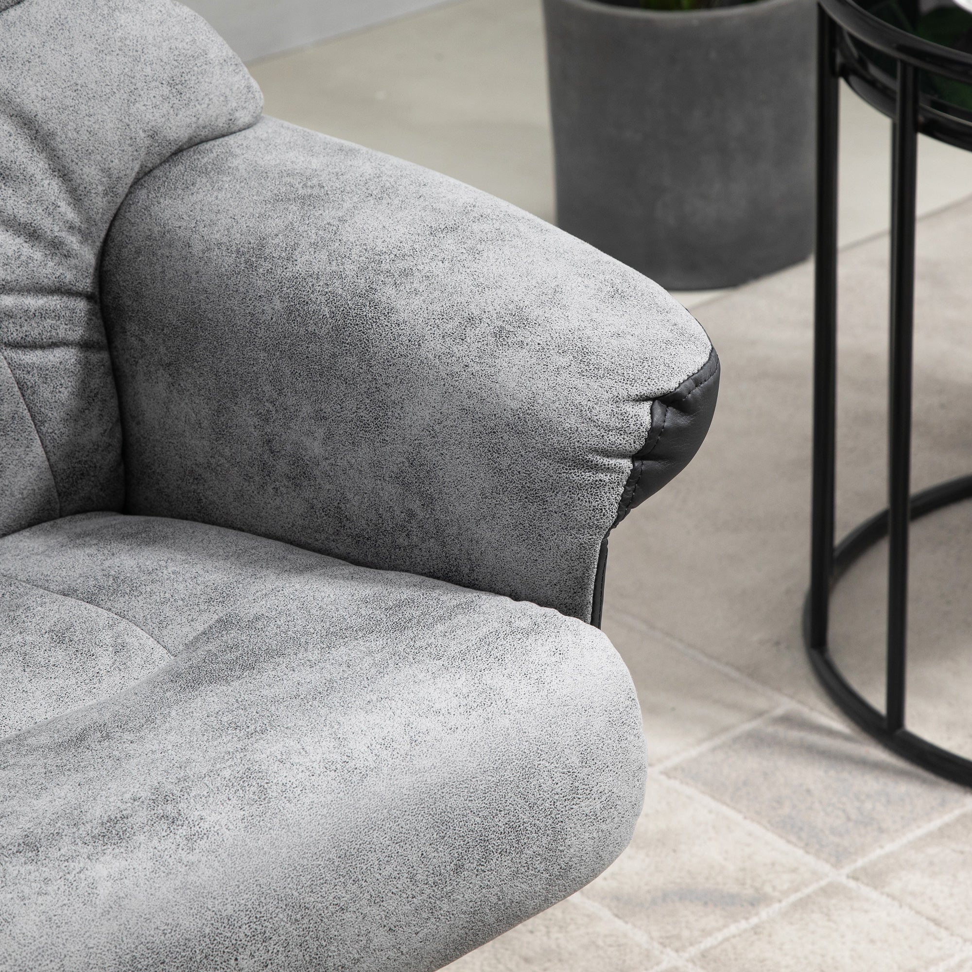 Fauteuil relax fauteuil de relaxation inclinable 135° avec repose-pieds pivotant 360° revêtement microfibre pieds en bois massif assise épais rembourrée gris - Image 10