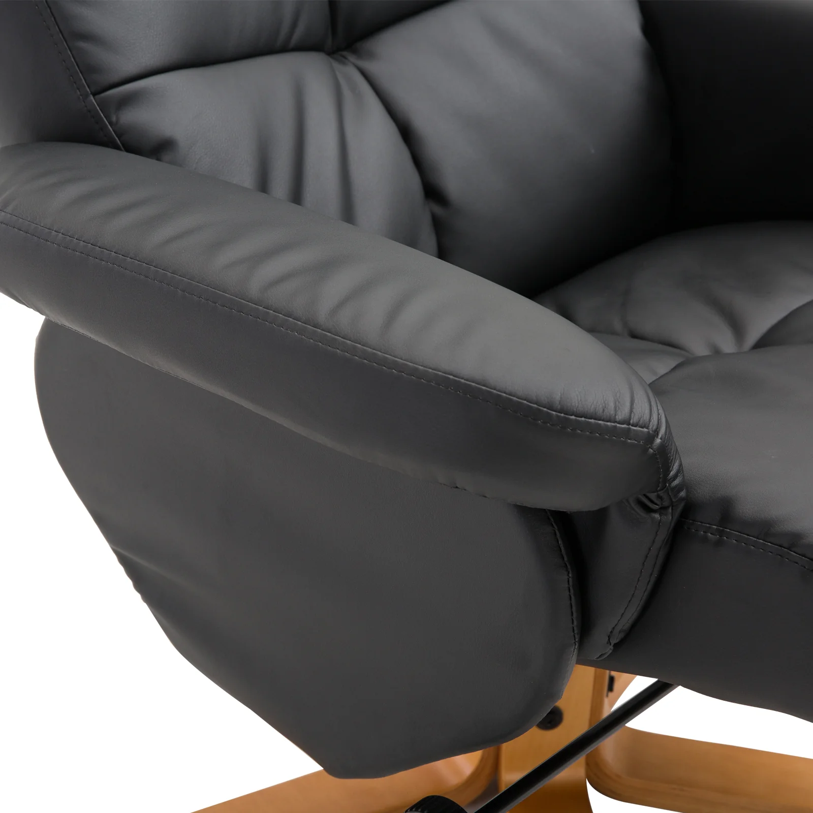 Fauteuil relax inclinable fauteuil de salon avec repose-pieds pouf coffre rangement revêtement synthétique couleur noire - Image 10