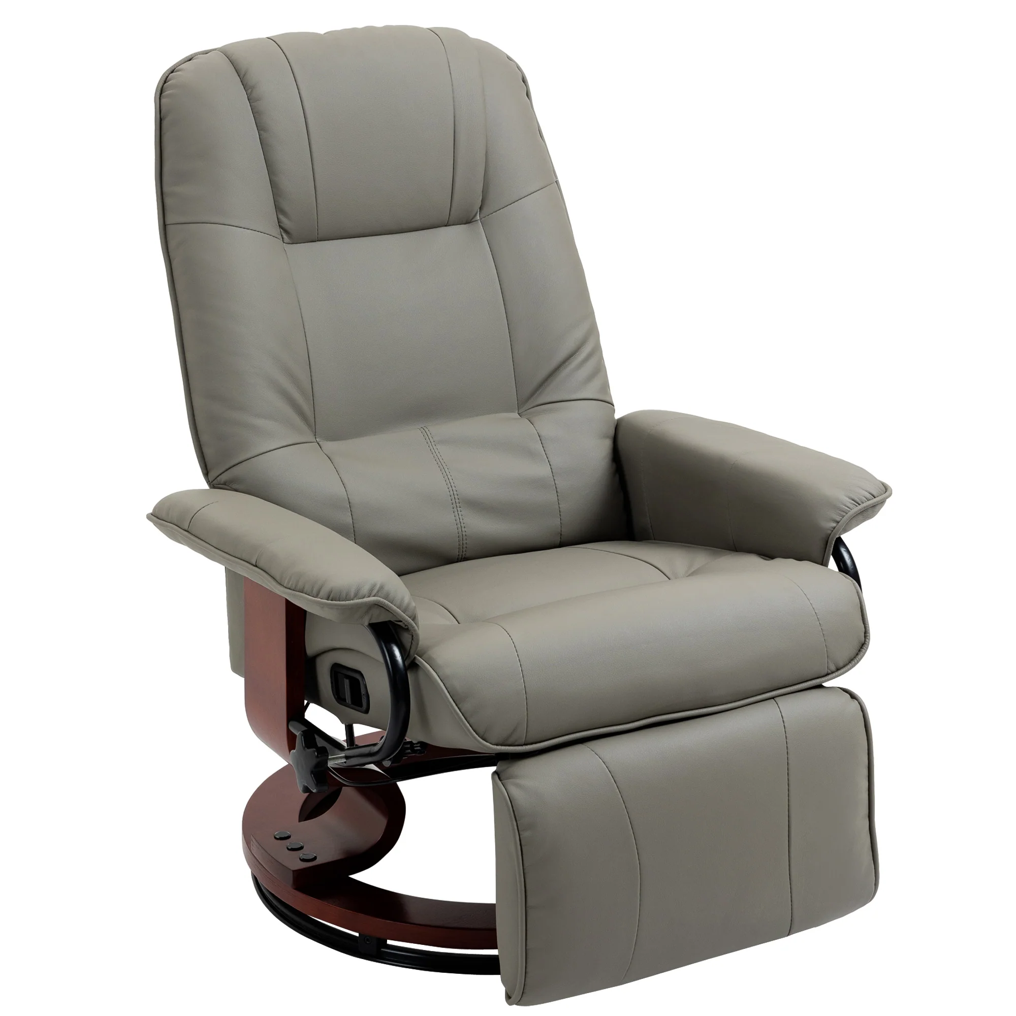 Fauteuil relax inclinable fauteuil de salon repose-pieds réglable pivotant 360° piètement bois revêtement synthétique gris - Image 11
