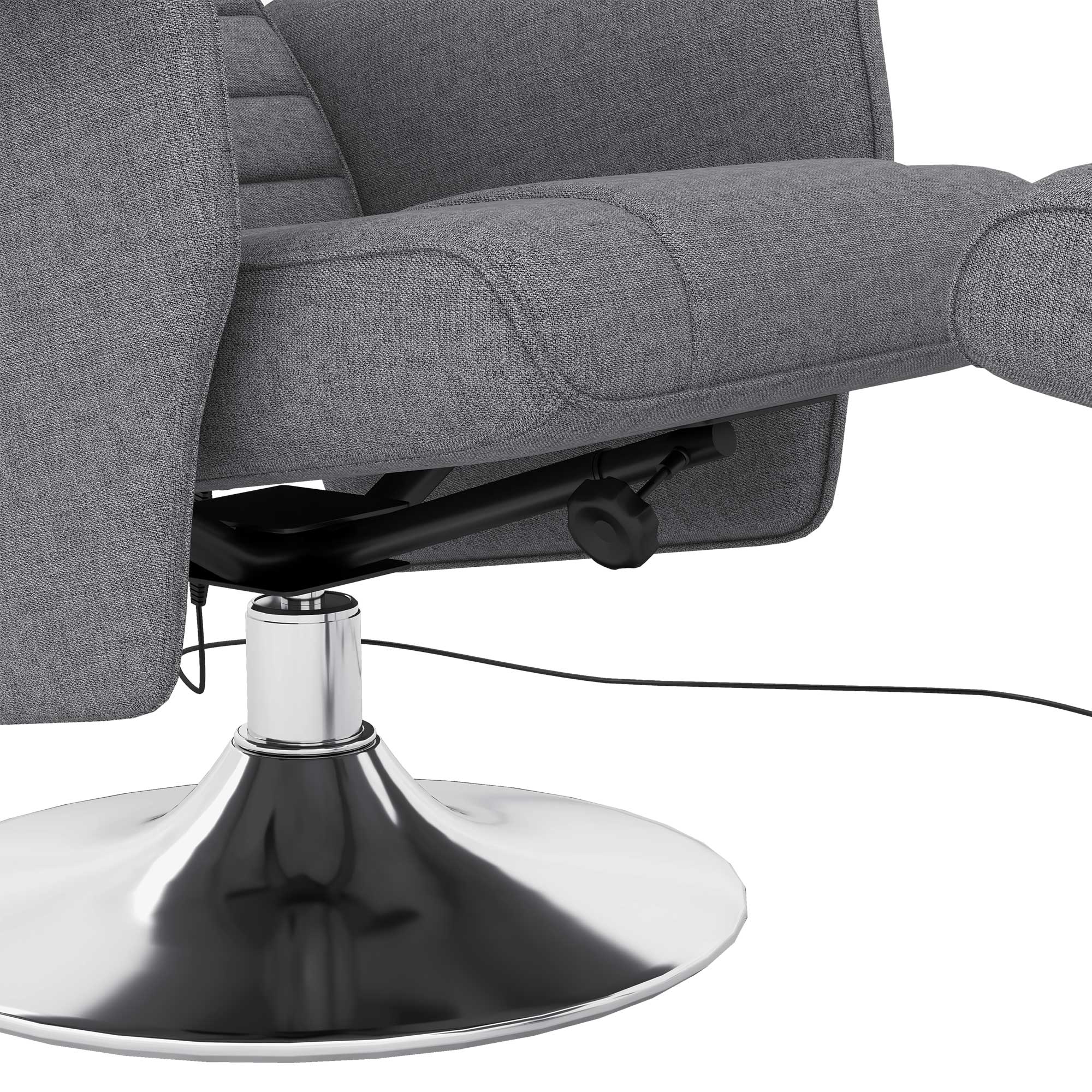 Fauteuil relax massant par vibrations avec pouf, fauteuil TV avec fonction chaise longue, siège pivotant à 360° assise rembourrée confortable, pour salon, chambre, tissu effet lin, gris foncé - Image 10