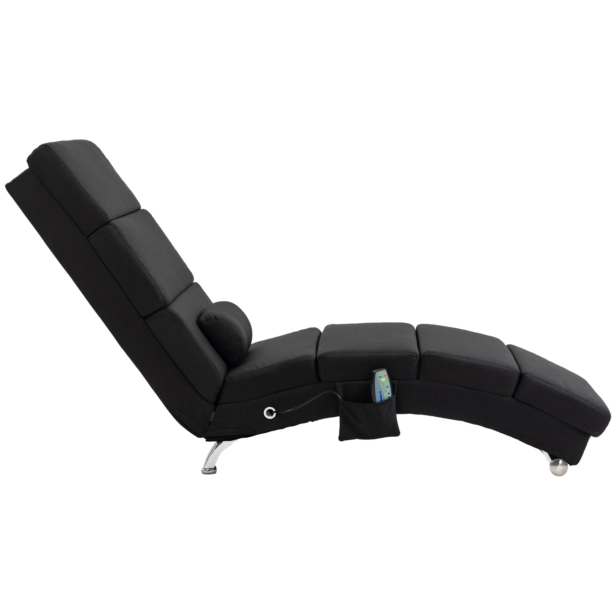 Fauteuil relax salon fauteuil de massage et chauffage meridienne chaise longue d'intérieur, avec télécommande et oreiller, chambre à coucher, salon, tissu effet lin noir - Image 8