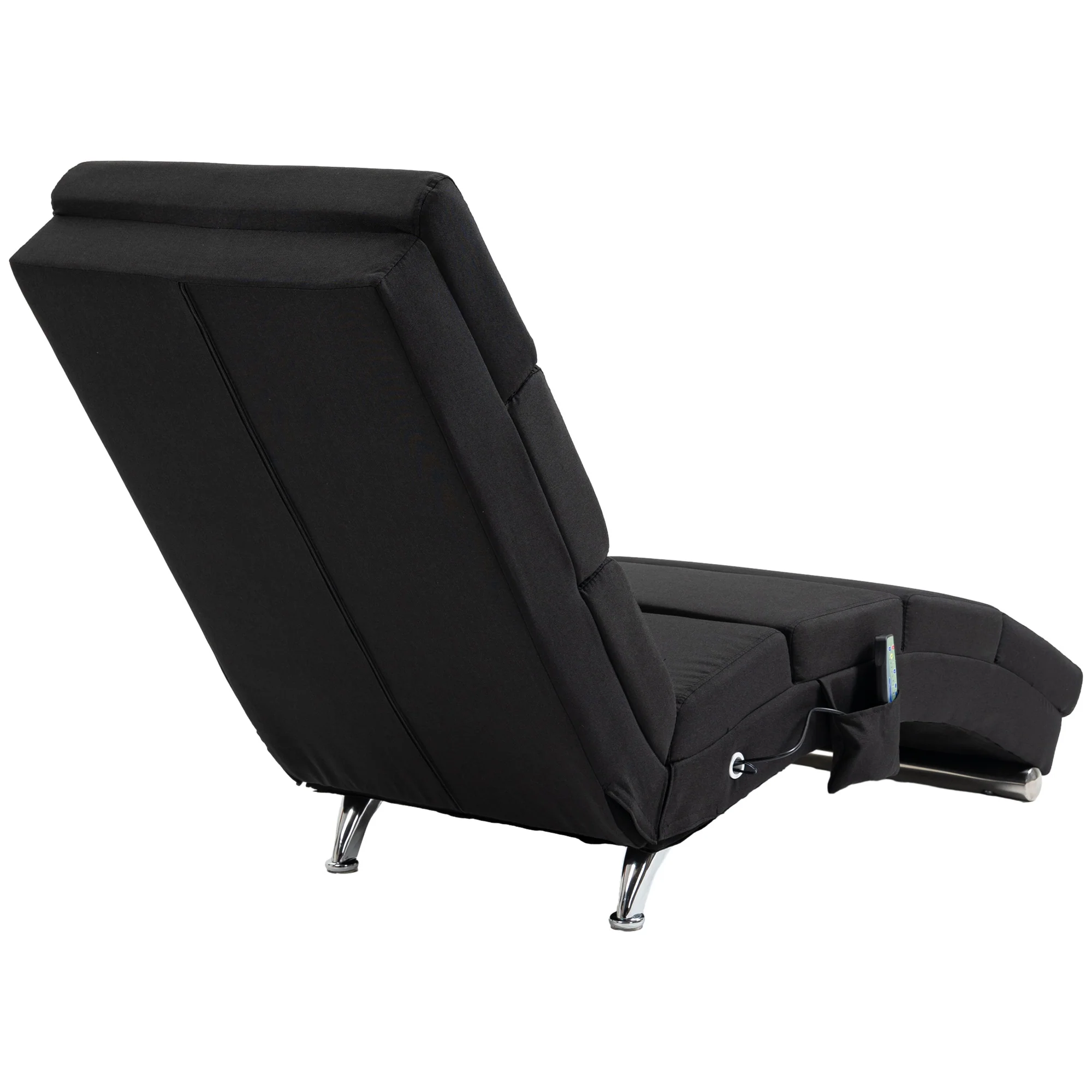 Fauteuil relax salon fauteuil de massage et chauffage meridienne chaise longue d'intérieur, avec télécommande et oreiller, chambre à coucher, salon, tissu effet lin noir - Image 9