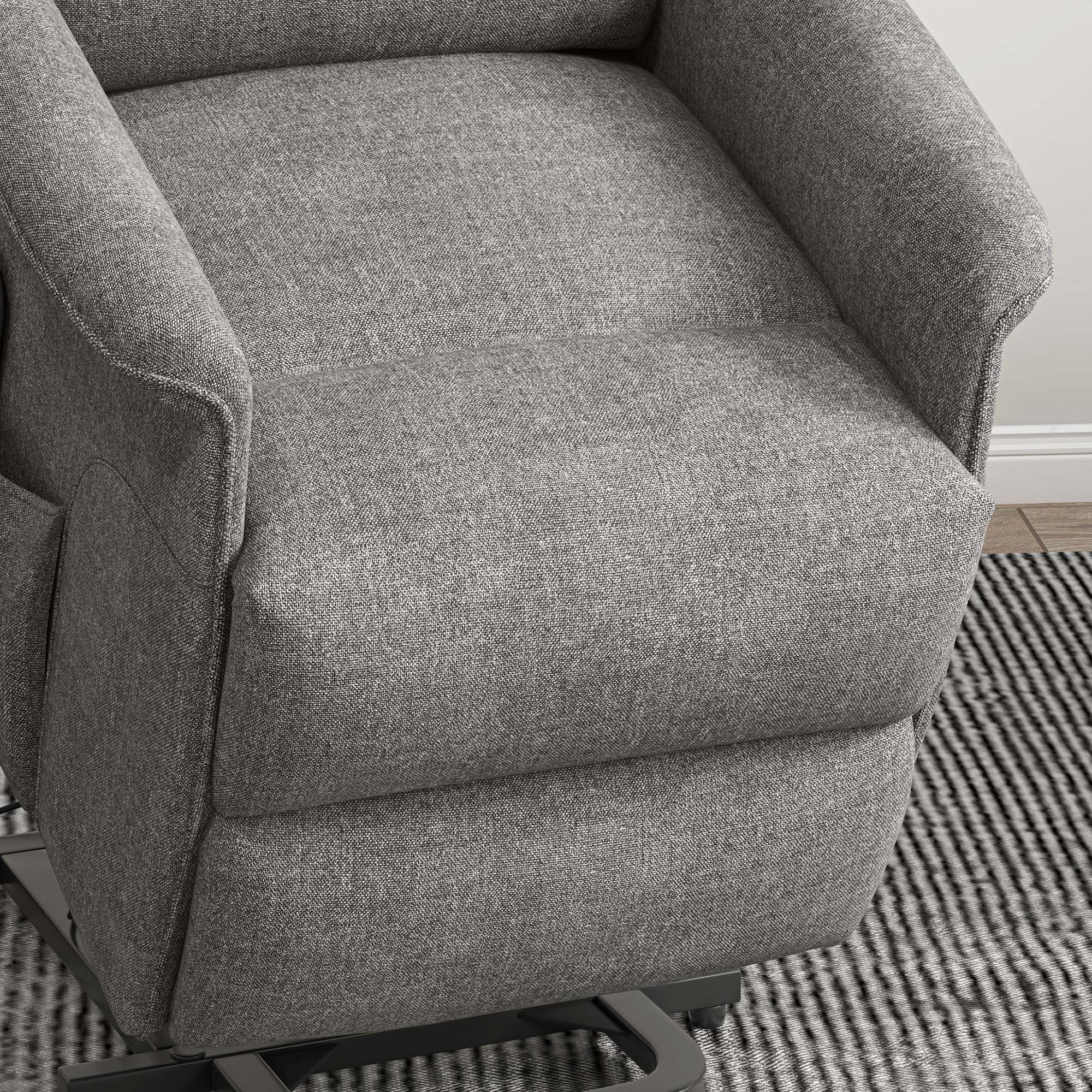 Fauteuil releveur électrique Fauteuil de Relaxation inclinable avec Repose-Pied, télécommande, Pochette, Tissu de Lin, Gris - Image 10