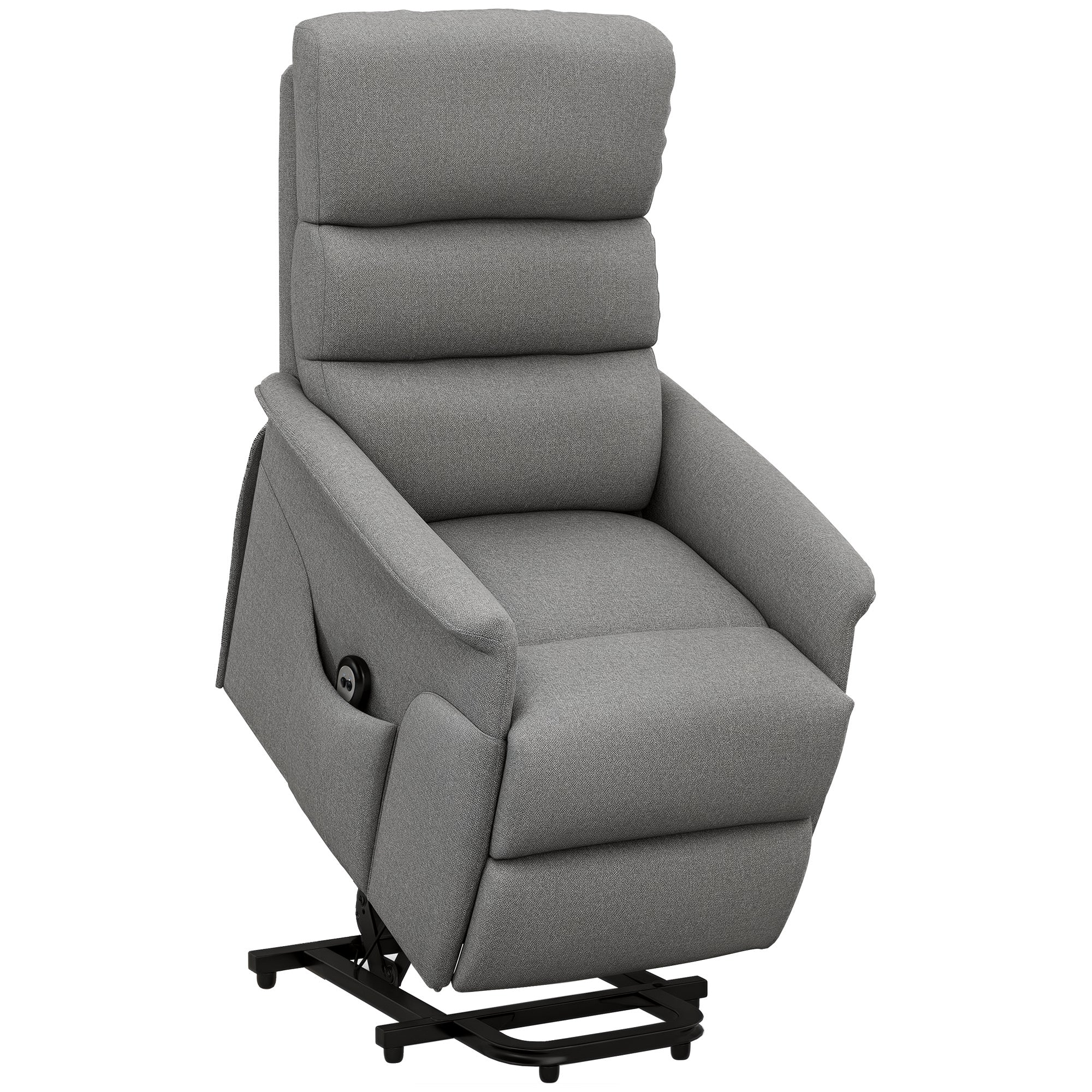 Fauteuil releveur électrique Fauteuil de Relaxation inclinable avec Repose-Pied, télécommande, Pochette, Tissu de Lin, Gris - Image 11