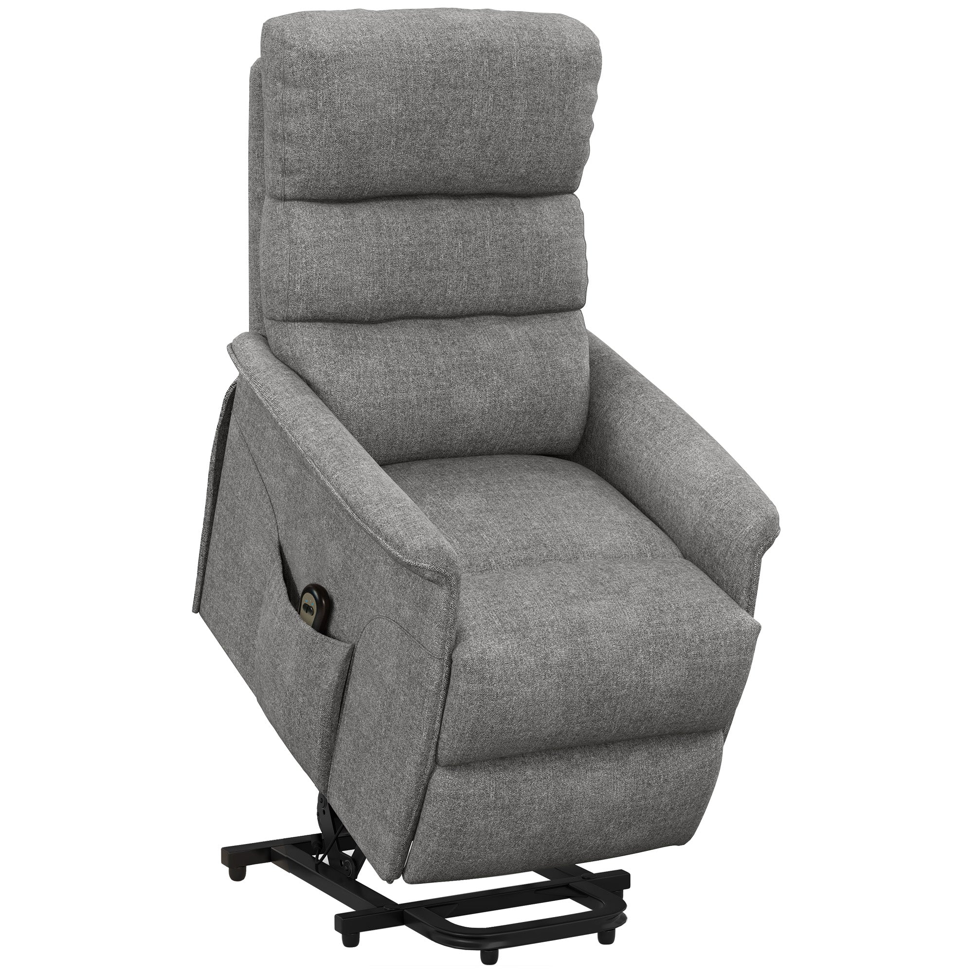 Fauteuil releveur électrique Fauteuil de Relaxation inclinable avec Repose-Pied, télécommande, Pochette, Tissu de Lin, Gris - Image 2