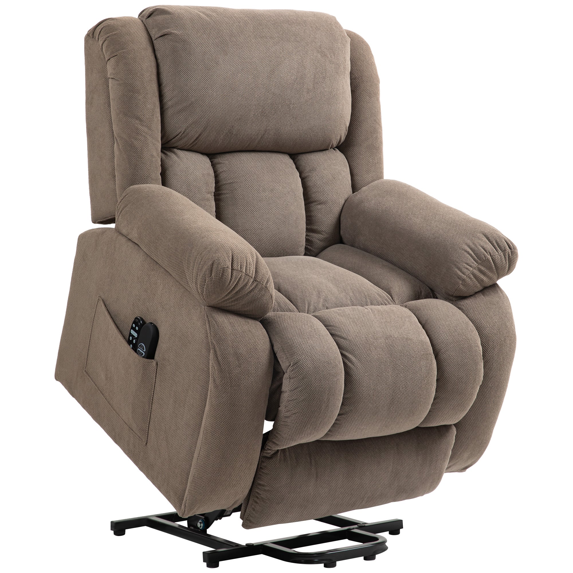 Fauteuil TV avec Aide au Lever Electrique Fauteuil Relaxant avec Fonction de Relaxation, Fonction de Massage, Sortie USB, Fauteuil TV avec Chauffage, Ressorts Ensachés, Télécommande et Poche Latérale, Marron Clair - Image 11