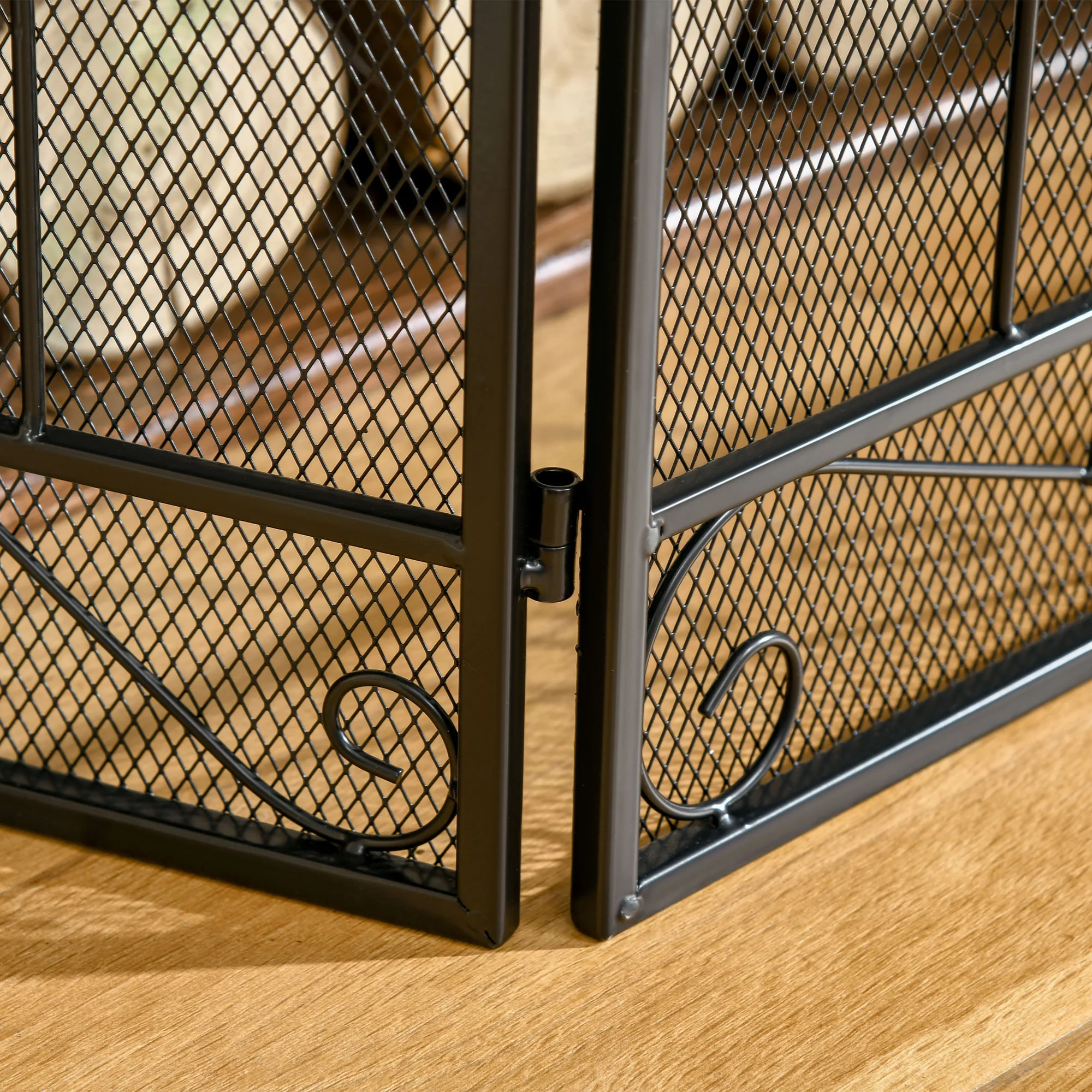 Grille de Protection pour cheminée - Pare-feu Large pour cheminée ou poêle - Pare-étincelles - barrière de sécurité - 3 Volets Pliables - Acier métal Noir - Image 10