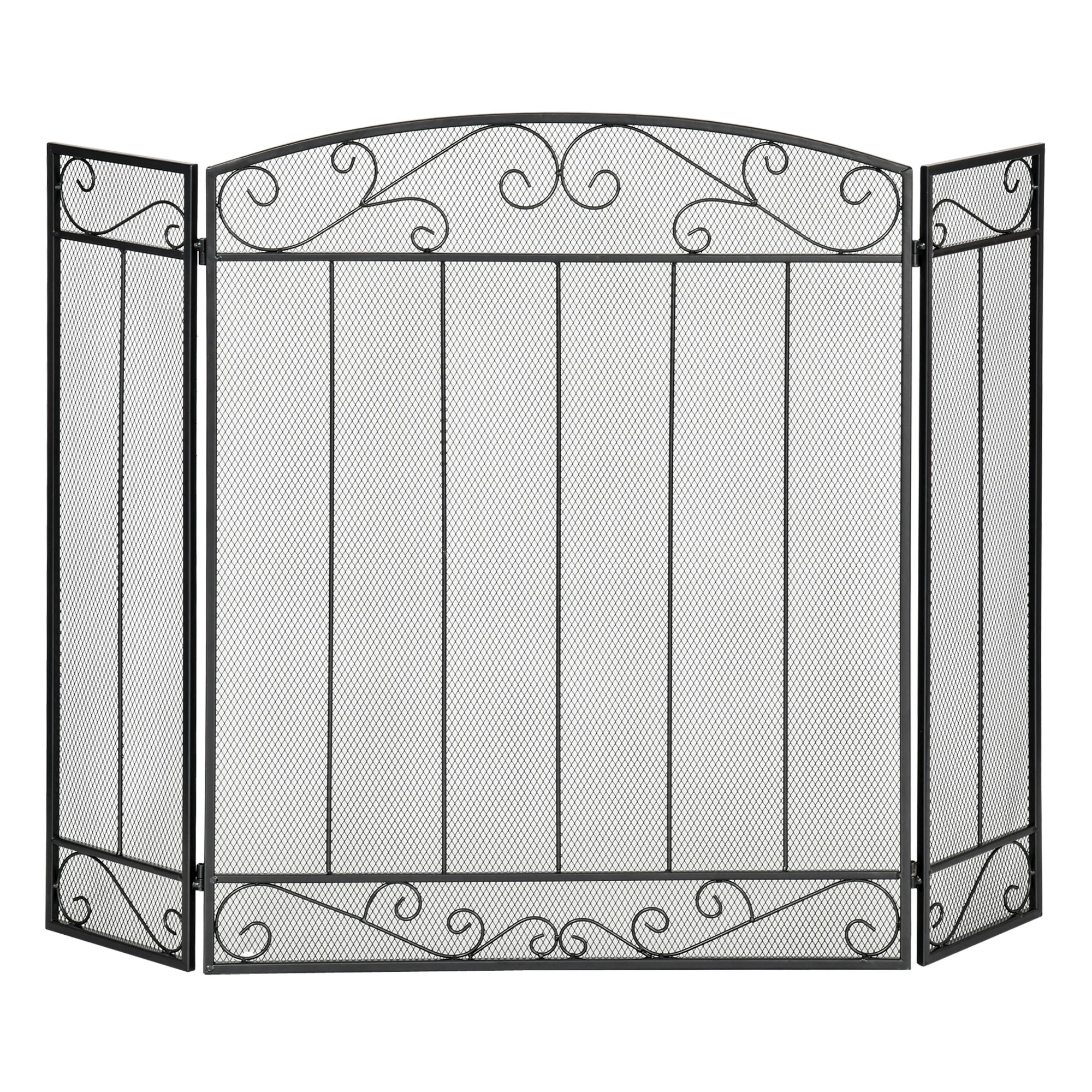 Grille de Protection pour cheminée - Pare-feu Large pour cheminée ou poêle - Pare-étincelles - barrière de sécurité - 3 Volets Pliables - Acier métal Noir - Image 2